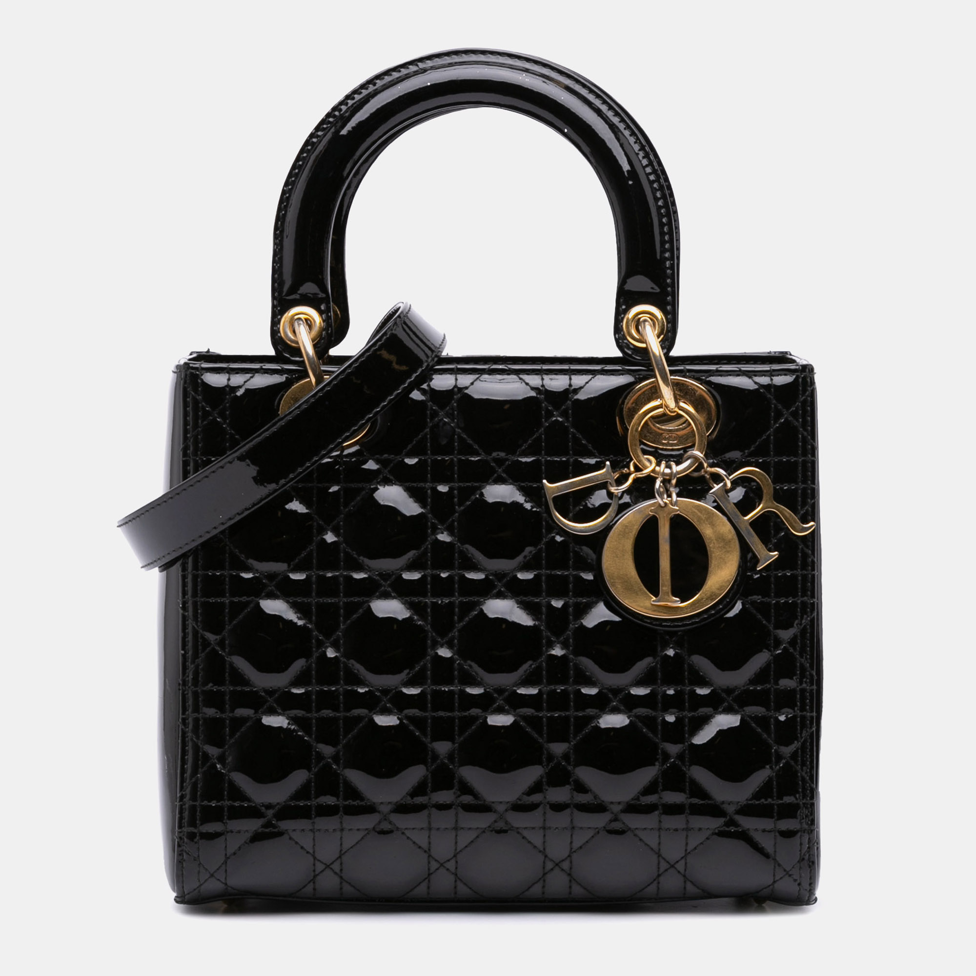 

Dior Black Medium Patent Cannage Lady Dior