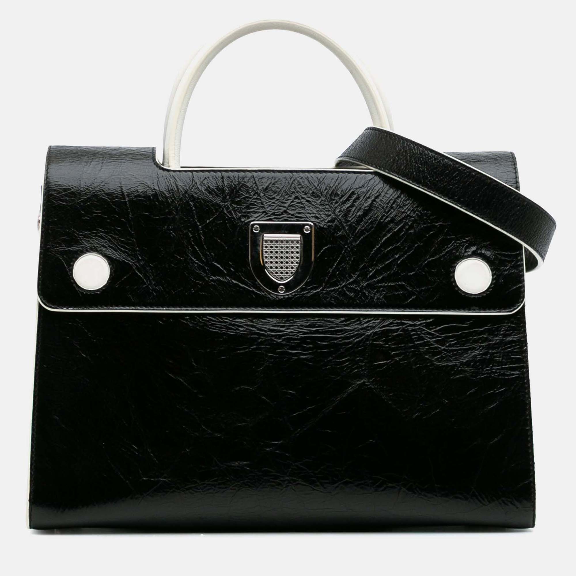

Dior Black Medium Crinkled Calfskin Diorever Satchel
