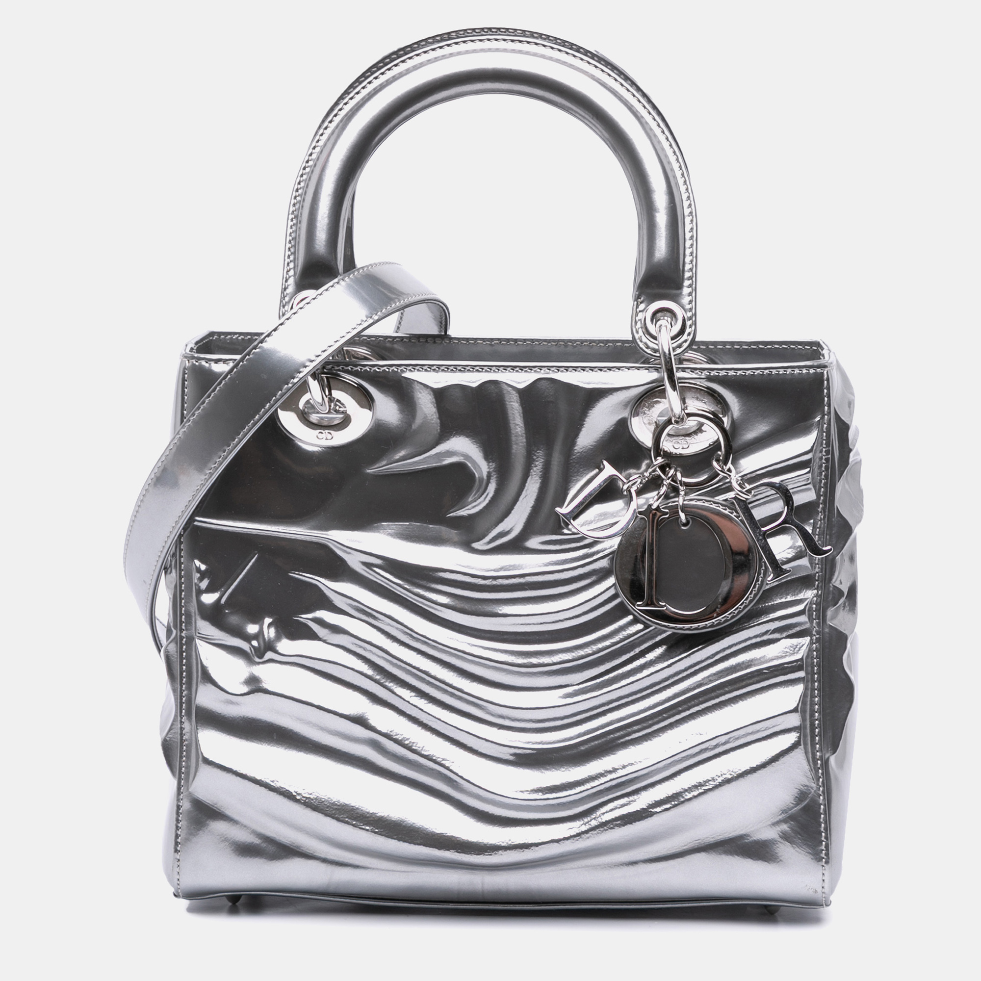 

Dior Silver Limited Edition Jason Martin Lady Art Medium Metallic Patent Lady Dior