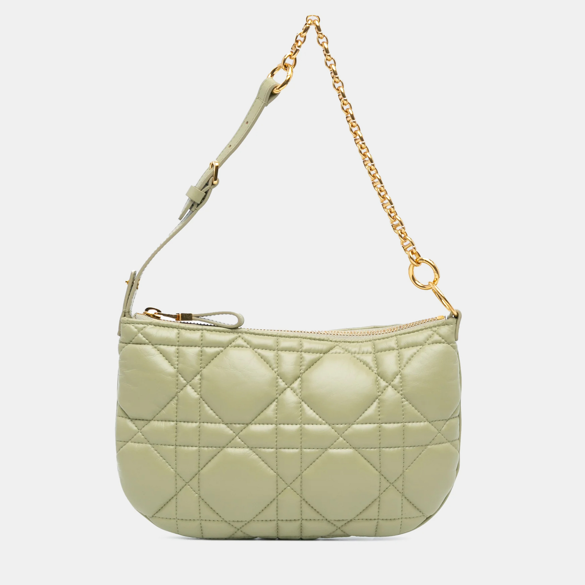 

Dior Caro Mini Green Calfskin Macrocannage Leather Shoulder Bag