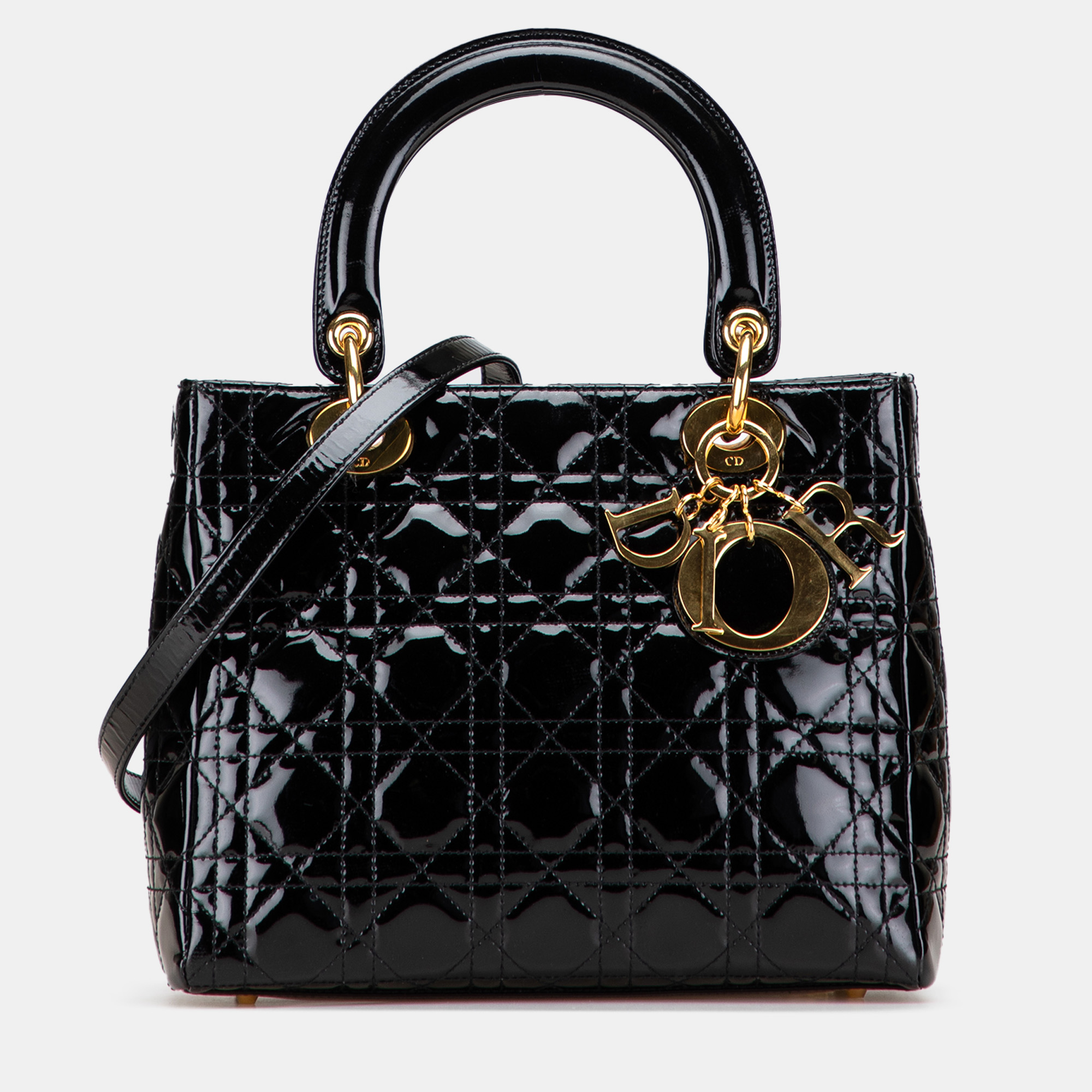 

Dior Black Medium Patent Cannage Lady Dior