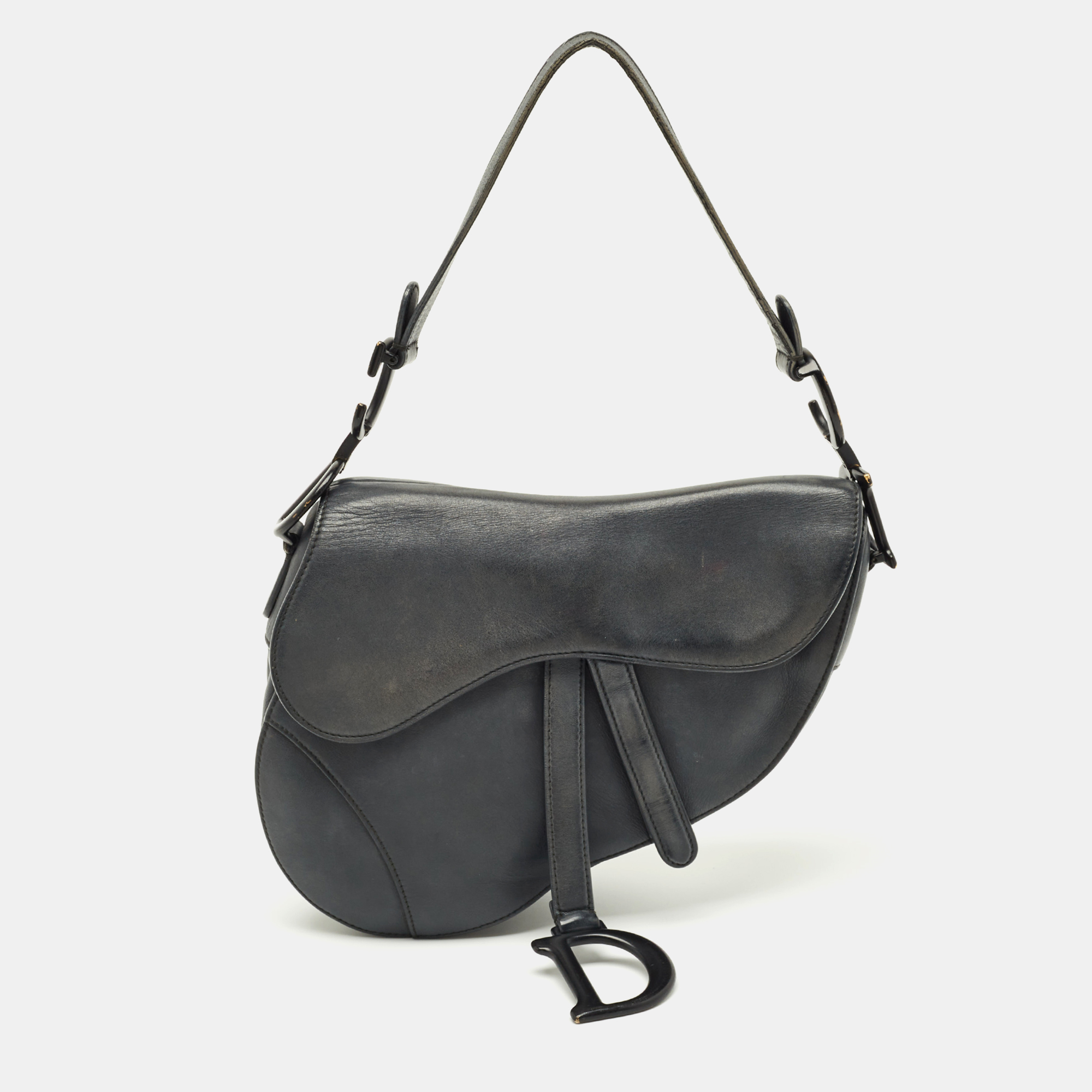 

Dior Dark Grey Leather Saddle Bag