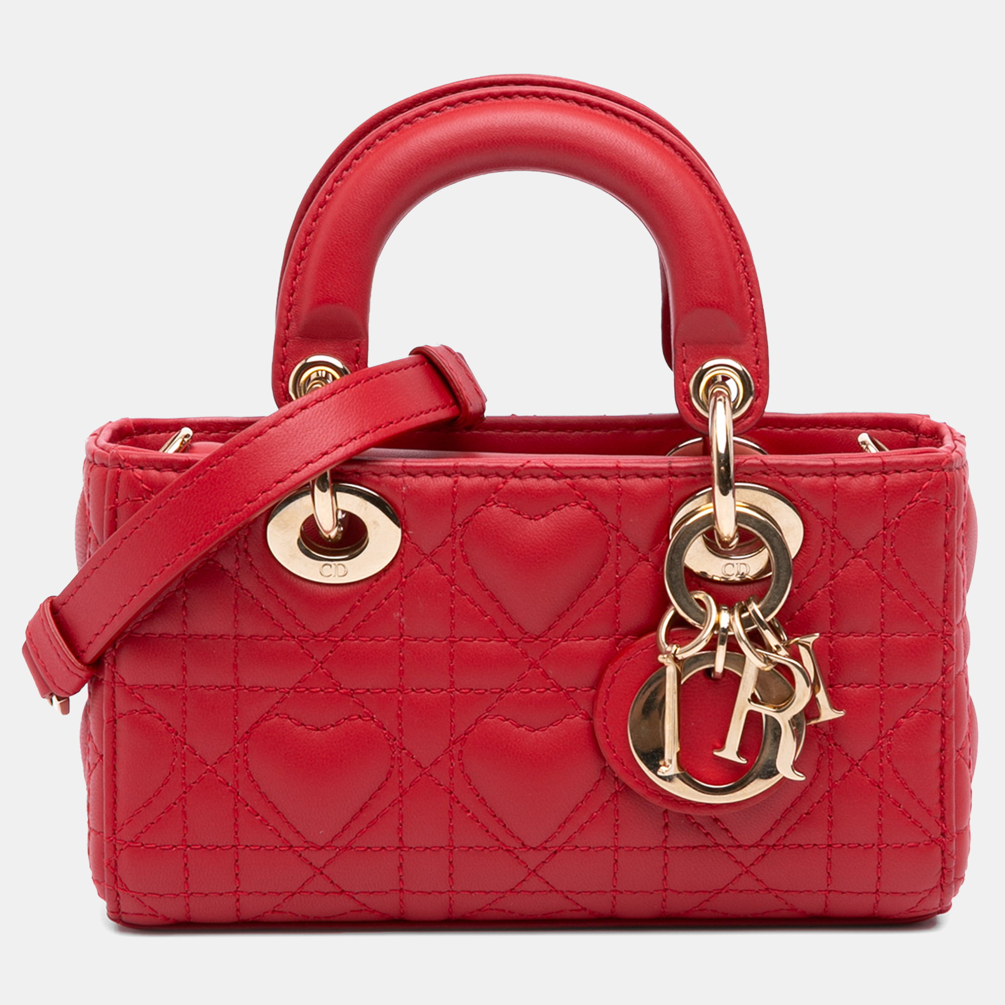 

Dior Red Micro Lambskin Cannage Lady D Joy