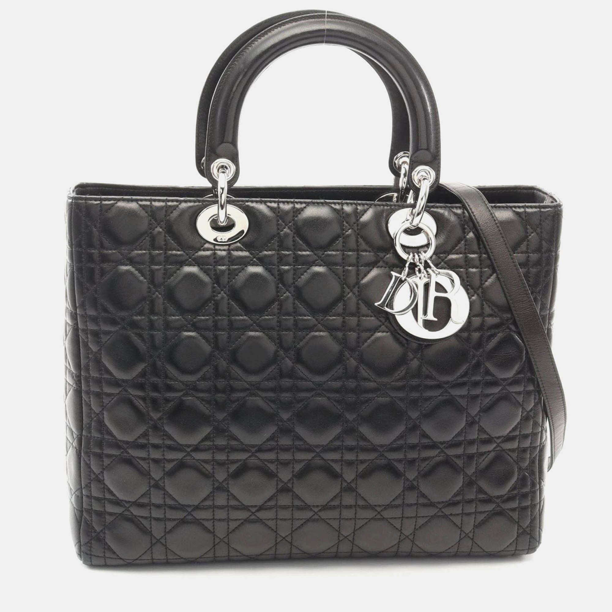 

Christian Dior Lady Large Black Cannage Leather Handbag