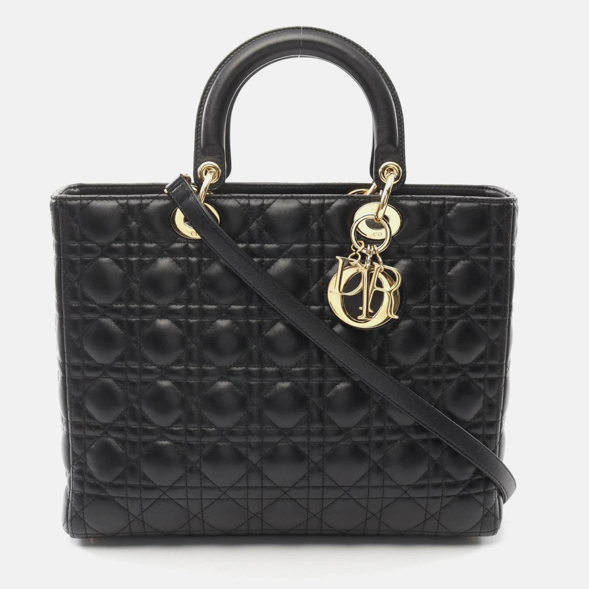 

Christian Dior Dior Lady Large Black Leather Handbag