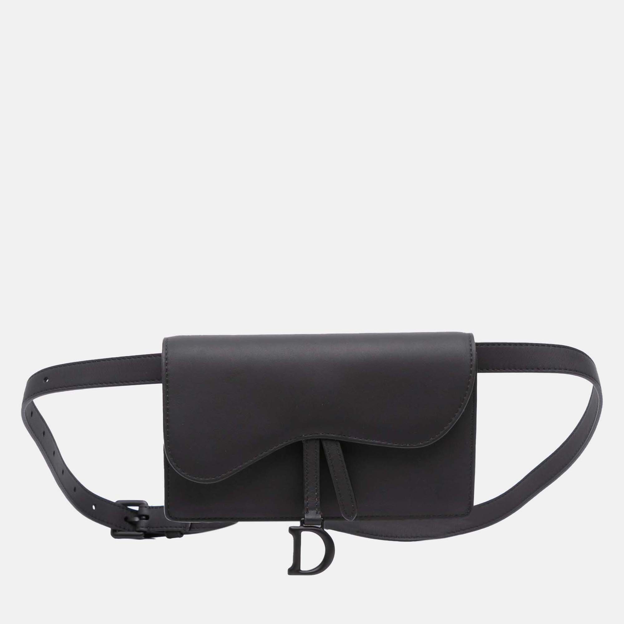 Dior Black Ultramatte Saddle Belt Bag