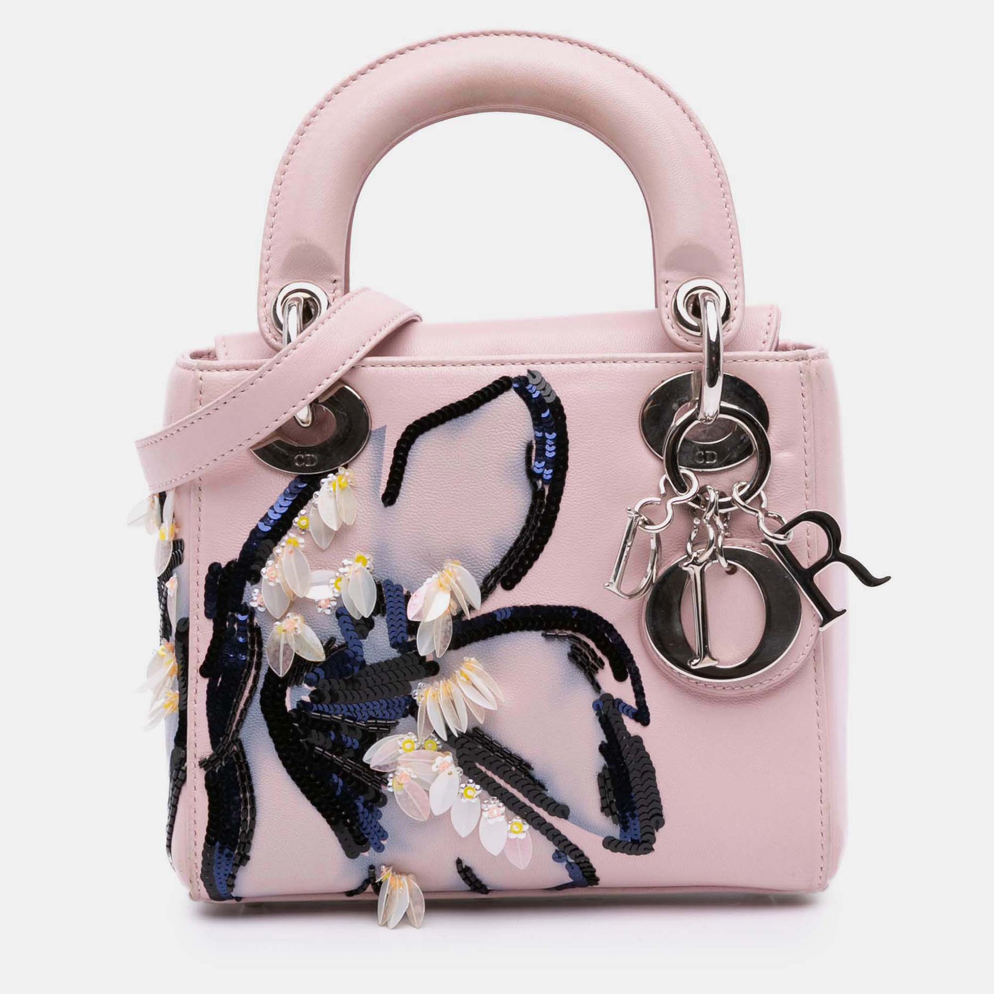 

Dior Pink Mini Calfskin Sequin Embellished Lady Dior