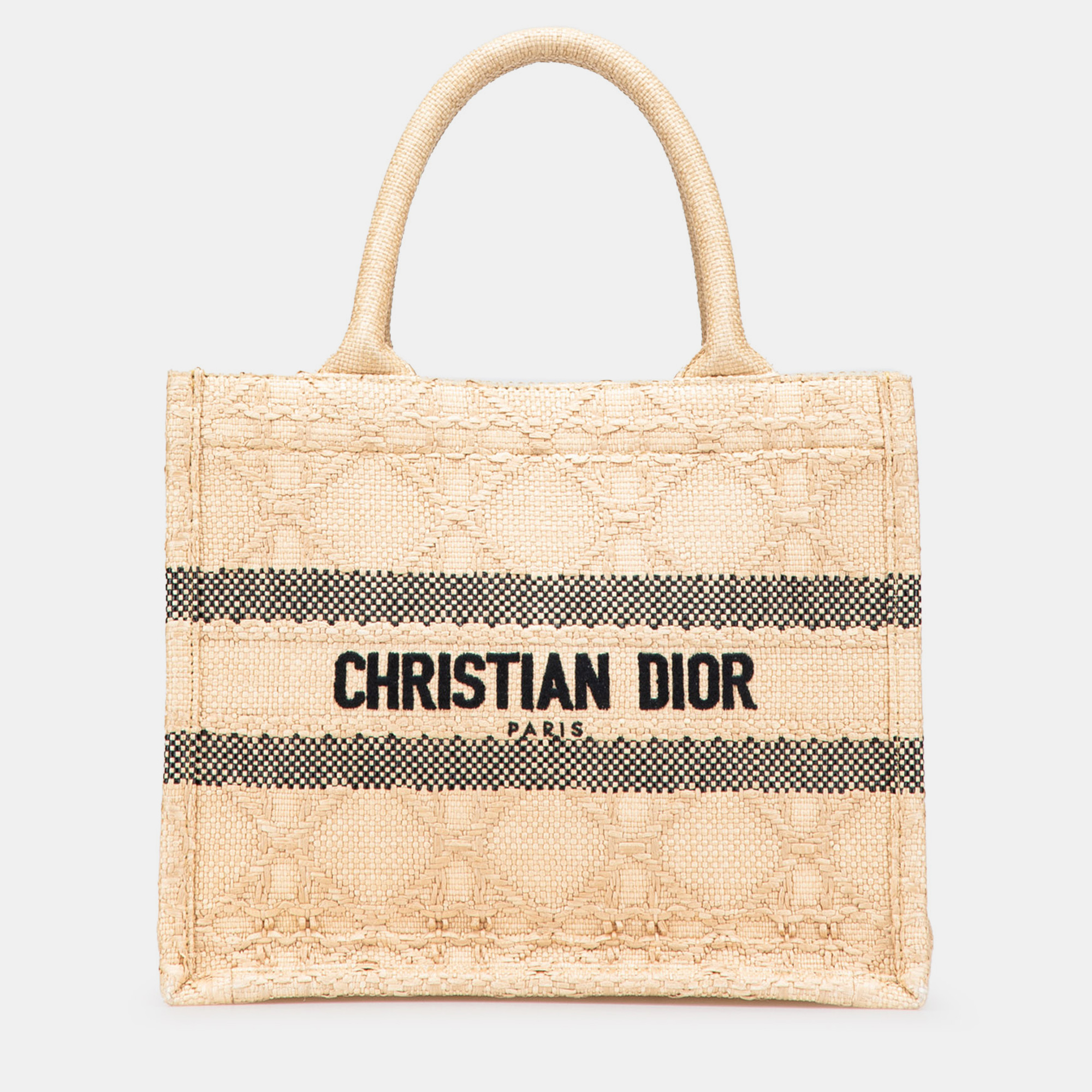 

Dior Brown Small Raffia Cannage Book Tote