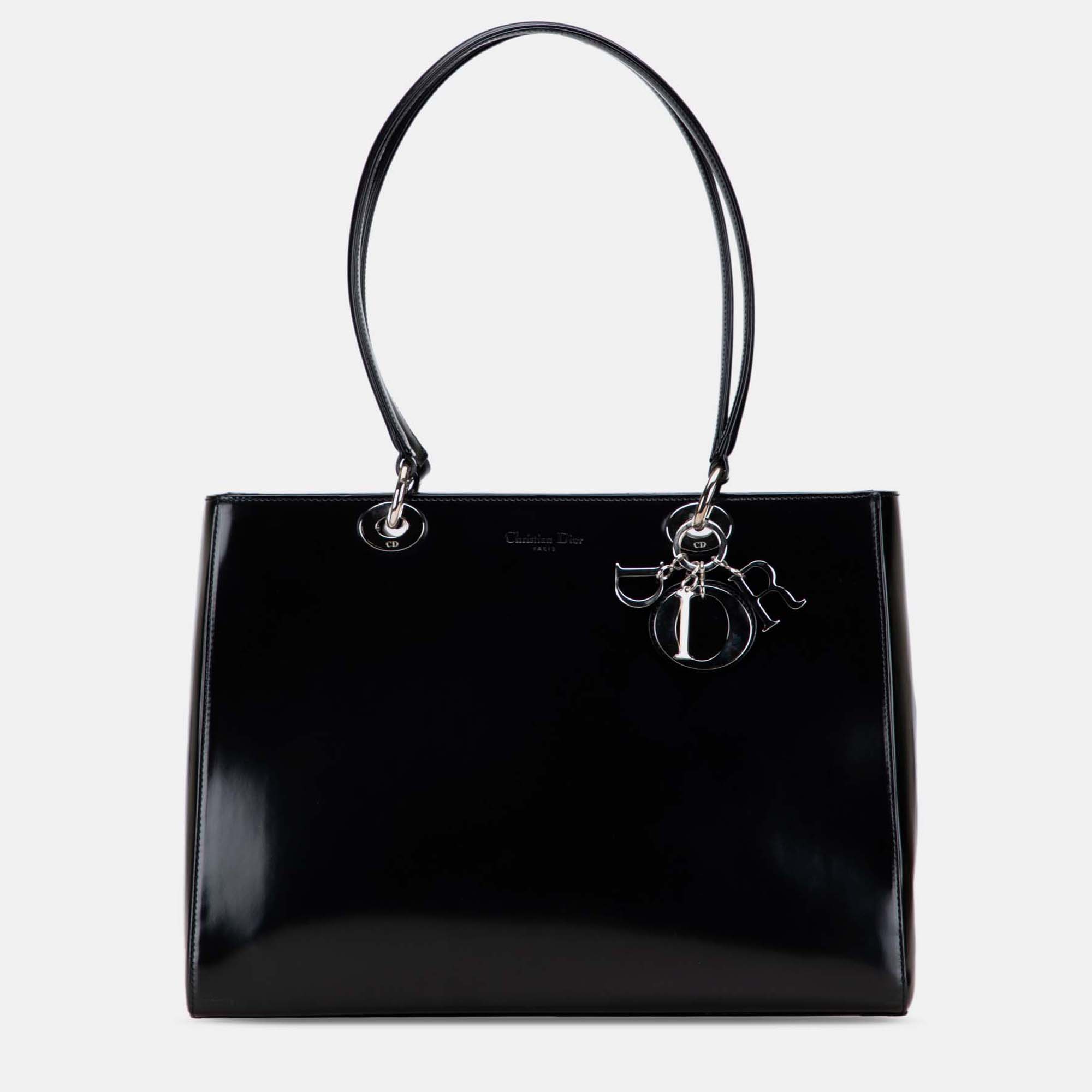 

Dior Black Patent Lady Dior Shopping Tote