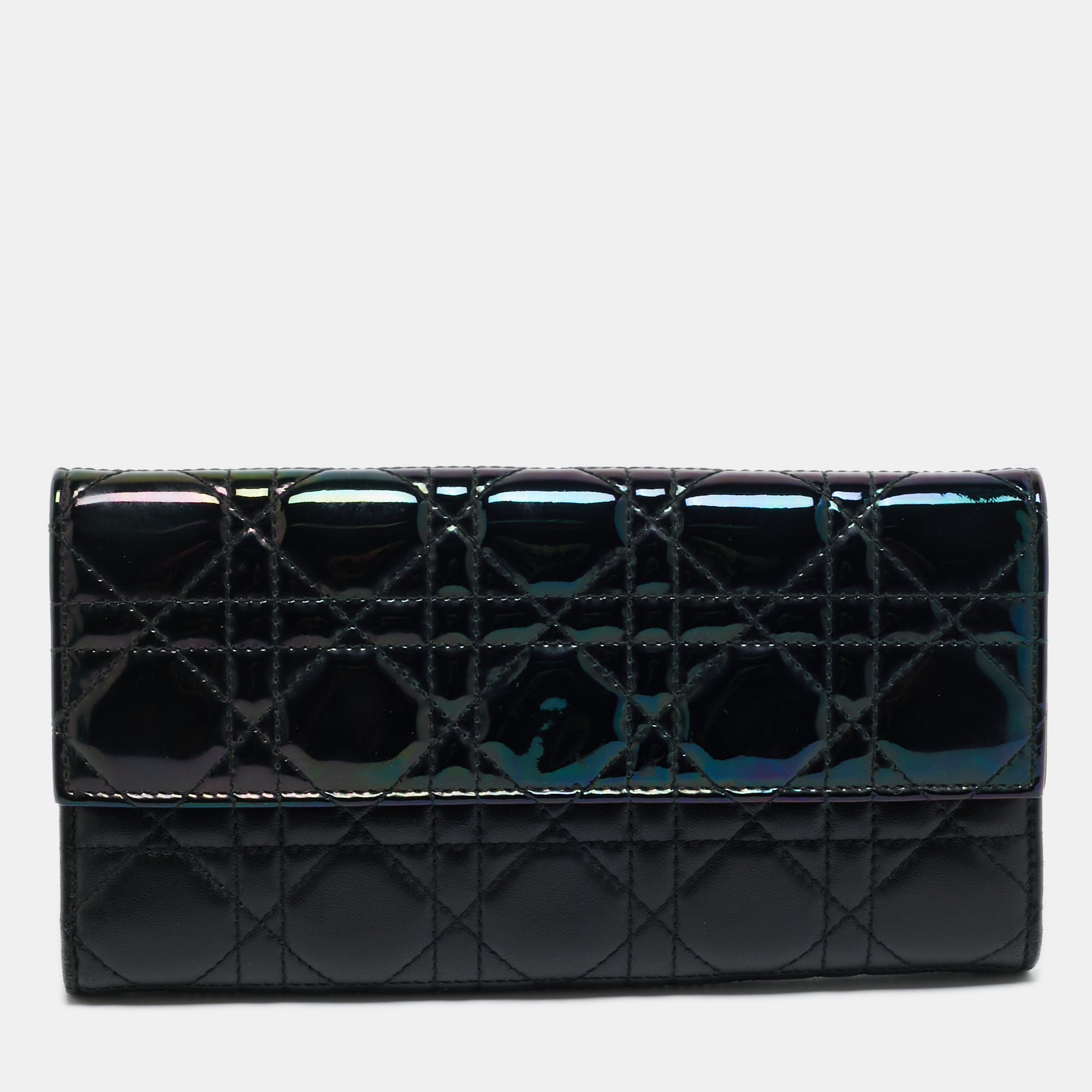 Pre-owned Dior Chain Flap Wallet In Black