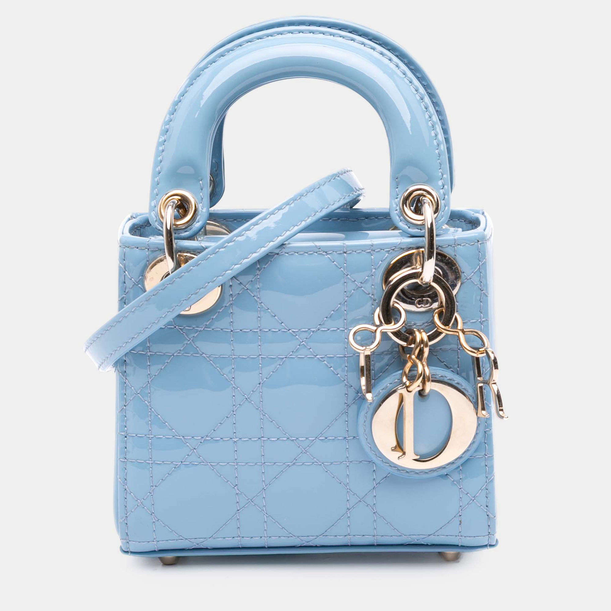 

Dior Blue Micro Patent Cannage Lady Dior
