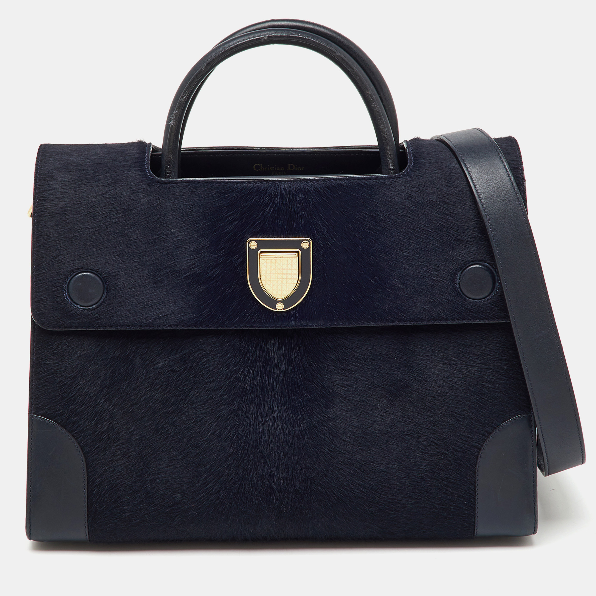 

Dior Dark Blue Calfhair and Leather  Diorever Tote