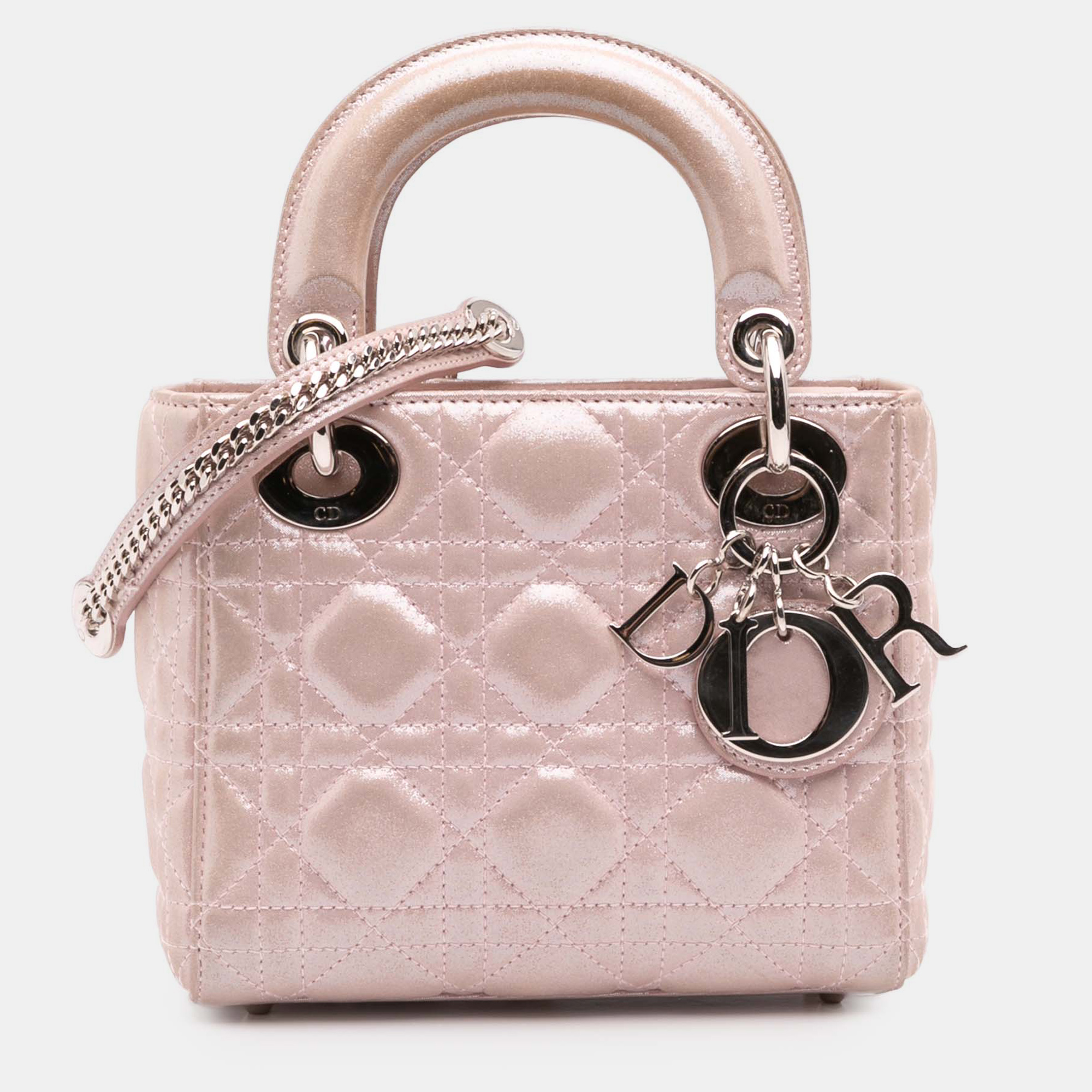 

Dior Pink Mini Iridescent Lambskin Cannage Lady Dior
