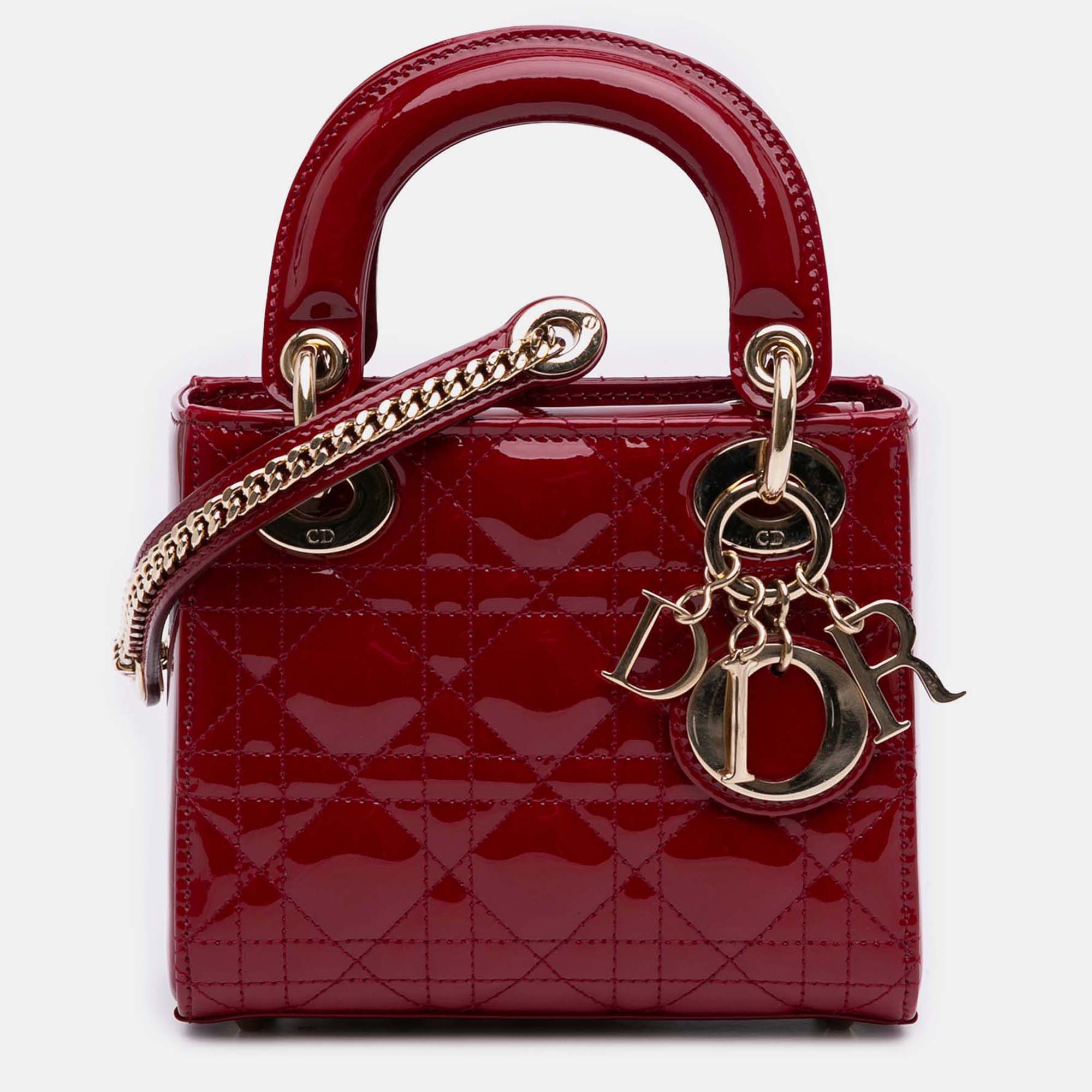 

Dior Red Mini Patent Cannage Lady Dior