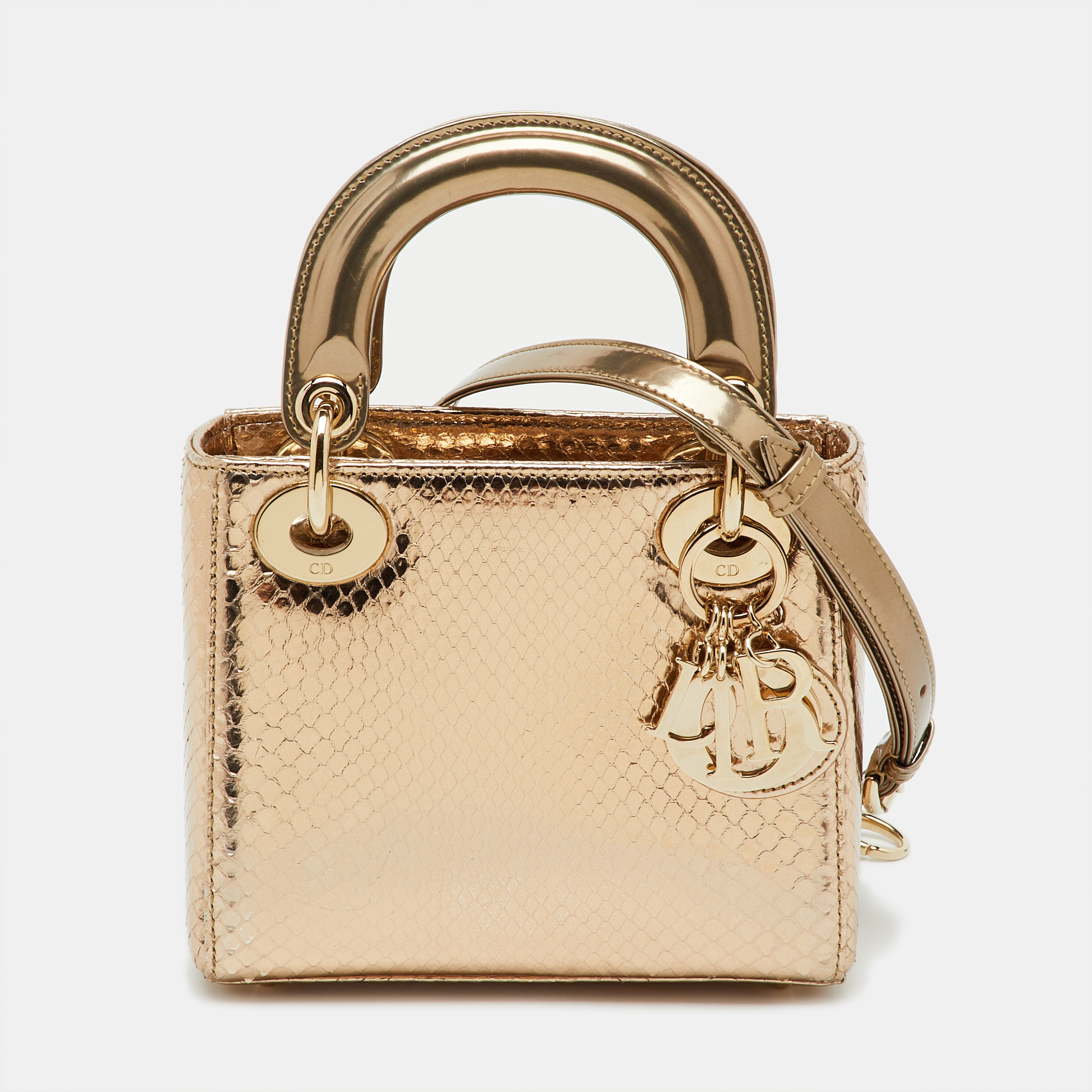 

Dior Gold Python Mini Lady Dior Tote