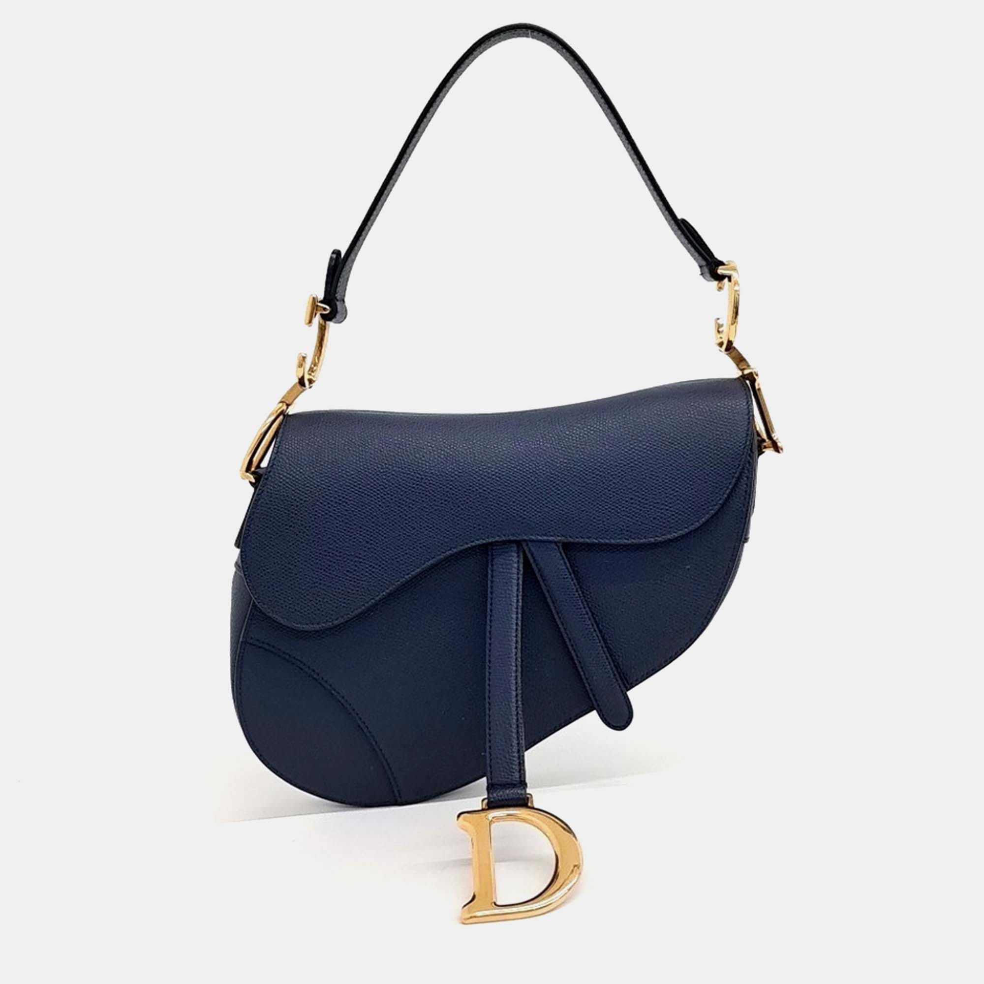 

Dior Navy Blue Leather Saddle Bag