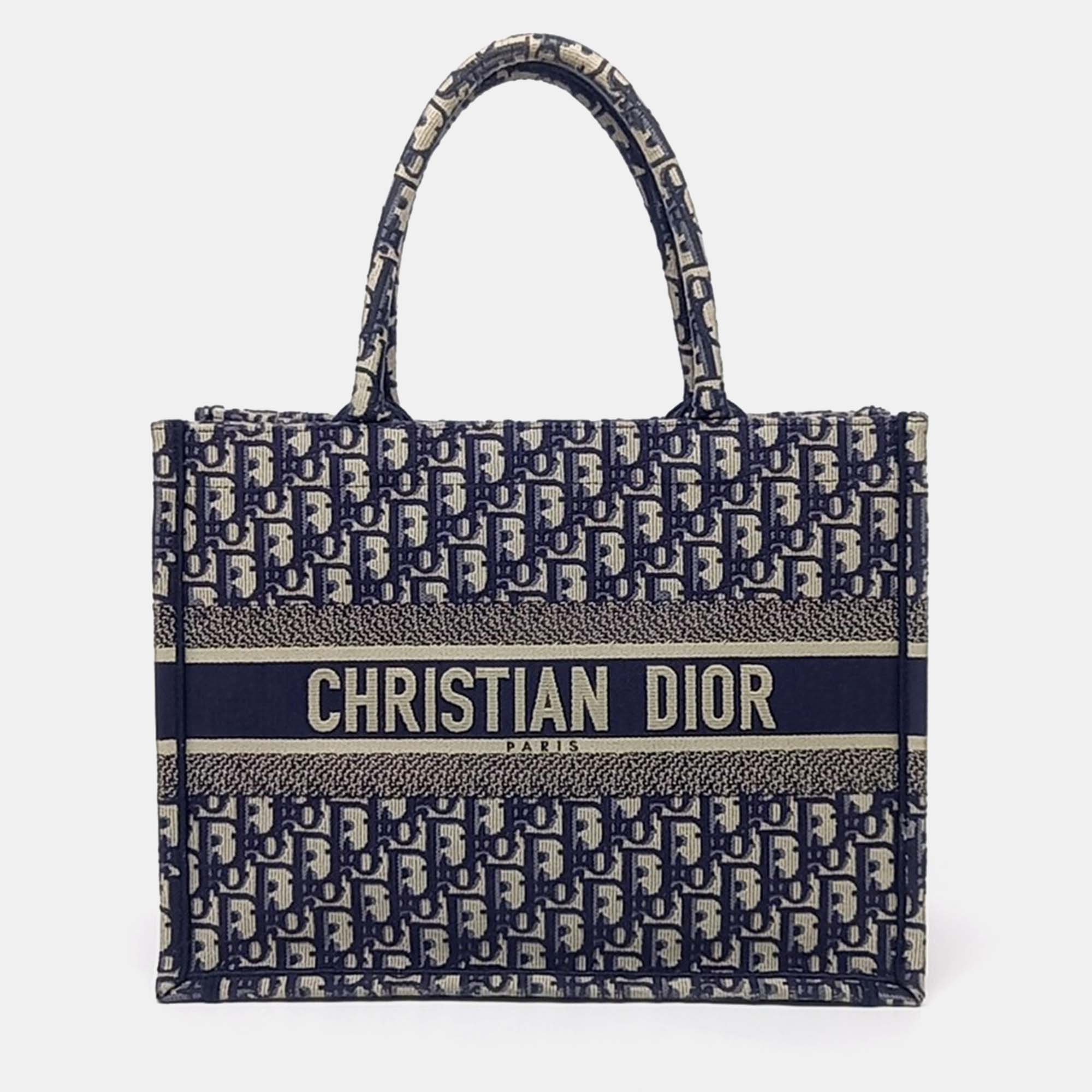 

Dior Navy Blue Fabric Oblique Book Tote 36