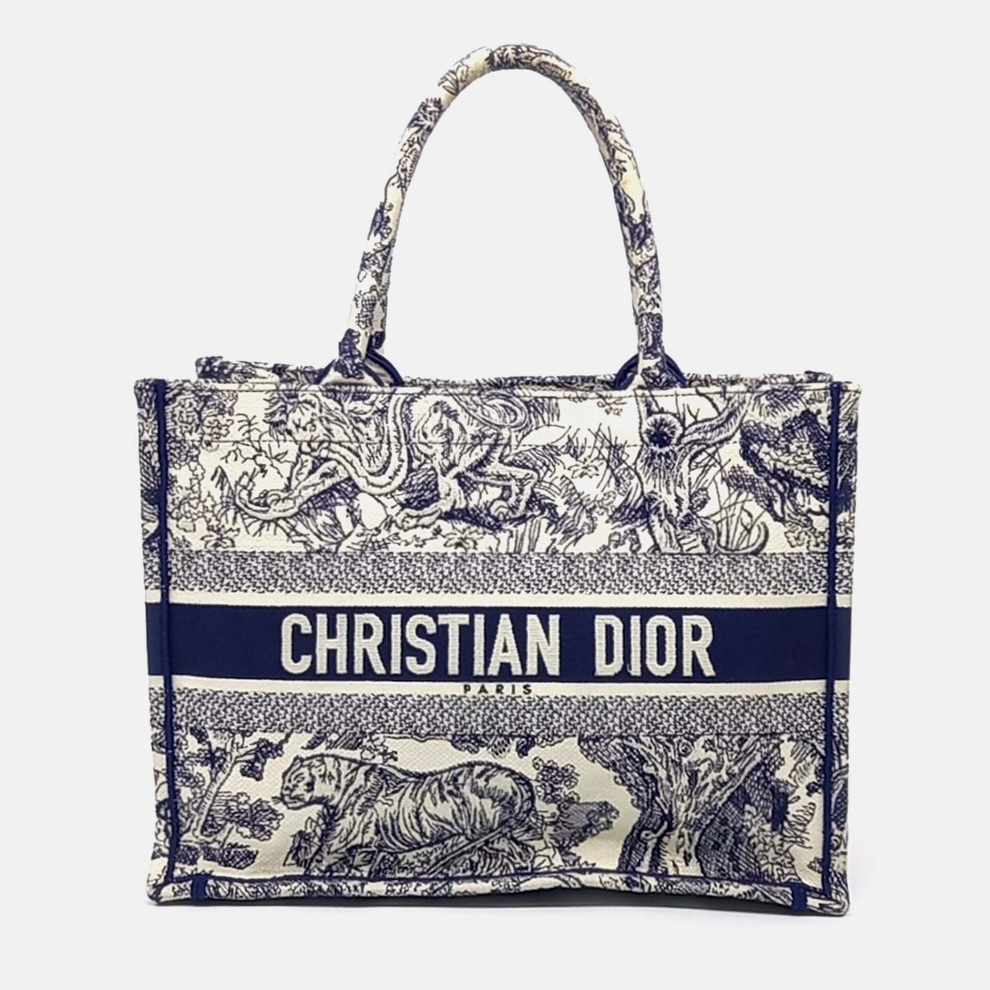 

Dior Beige/Navy Blue Canvas Book Tote Bag
