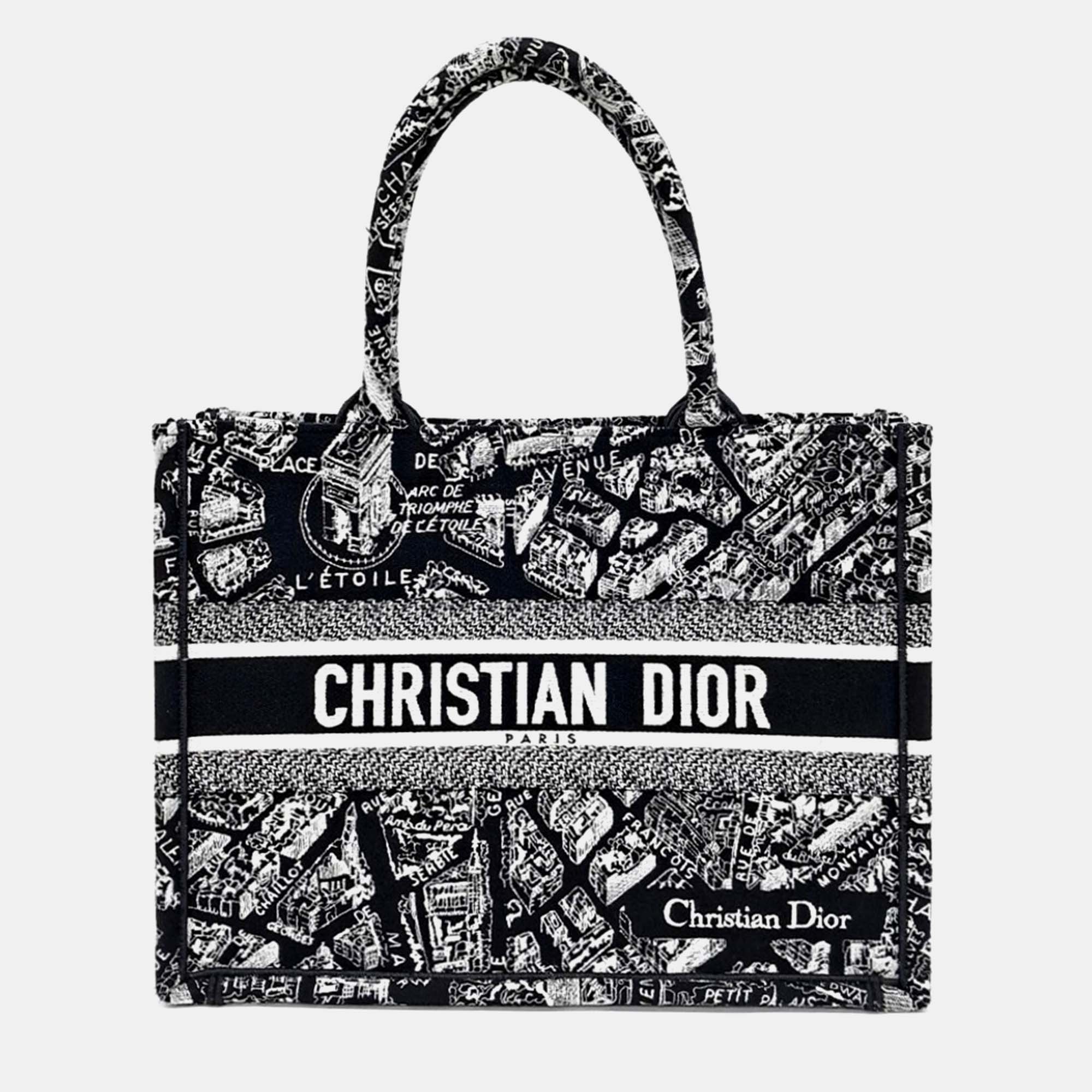 

Dior Black/White Fabric Book Tote Bag
