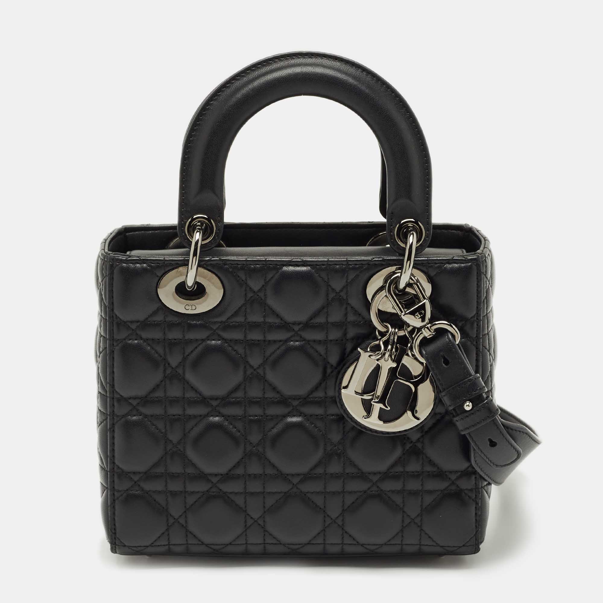 

Dior Black Cannage Leather  Lady Dior Tote
