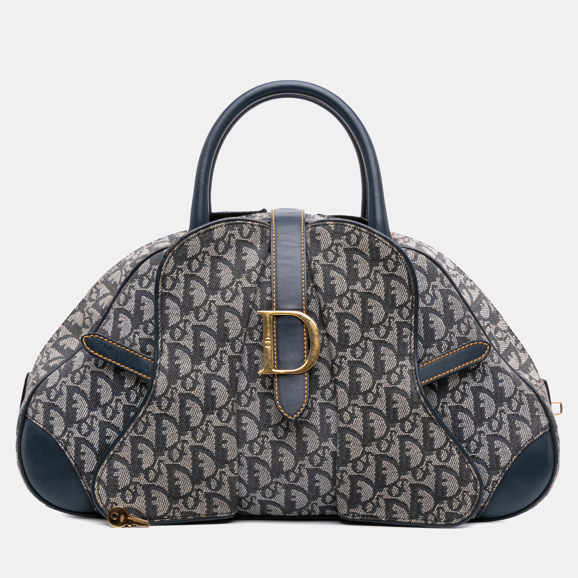 

Dior Blue Diorissimo Trotter Canvas Double Saddle Bowler Bag