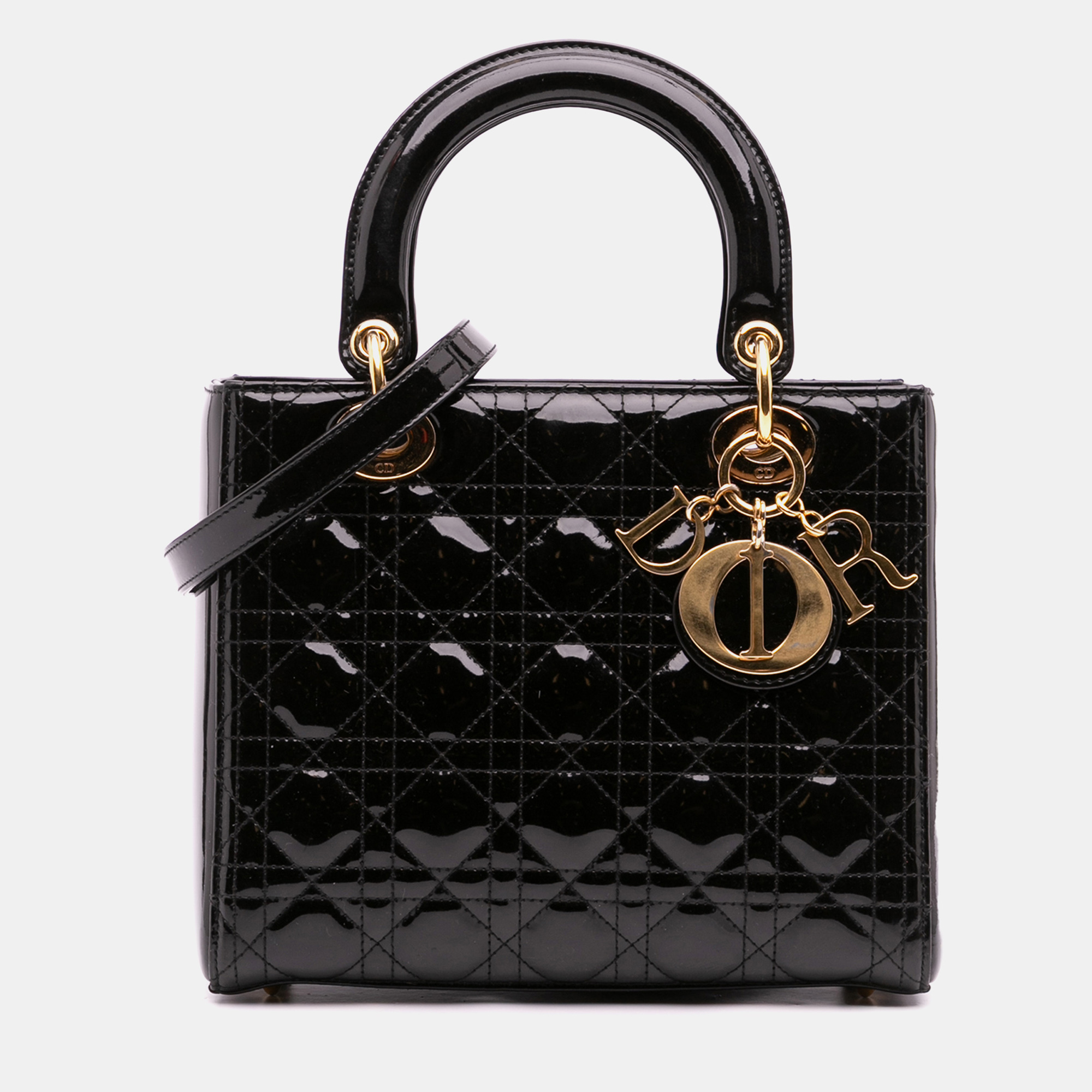 

Dior Black Medium Patent Cannage Lady Dior