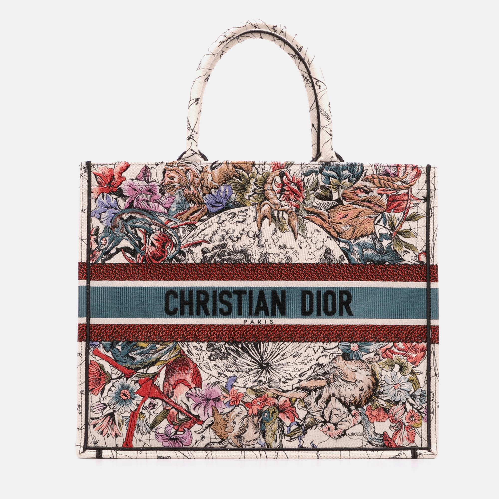 

Dior Multicolor Large Embroidered Canvas Zodiac Book Tote