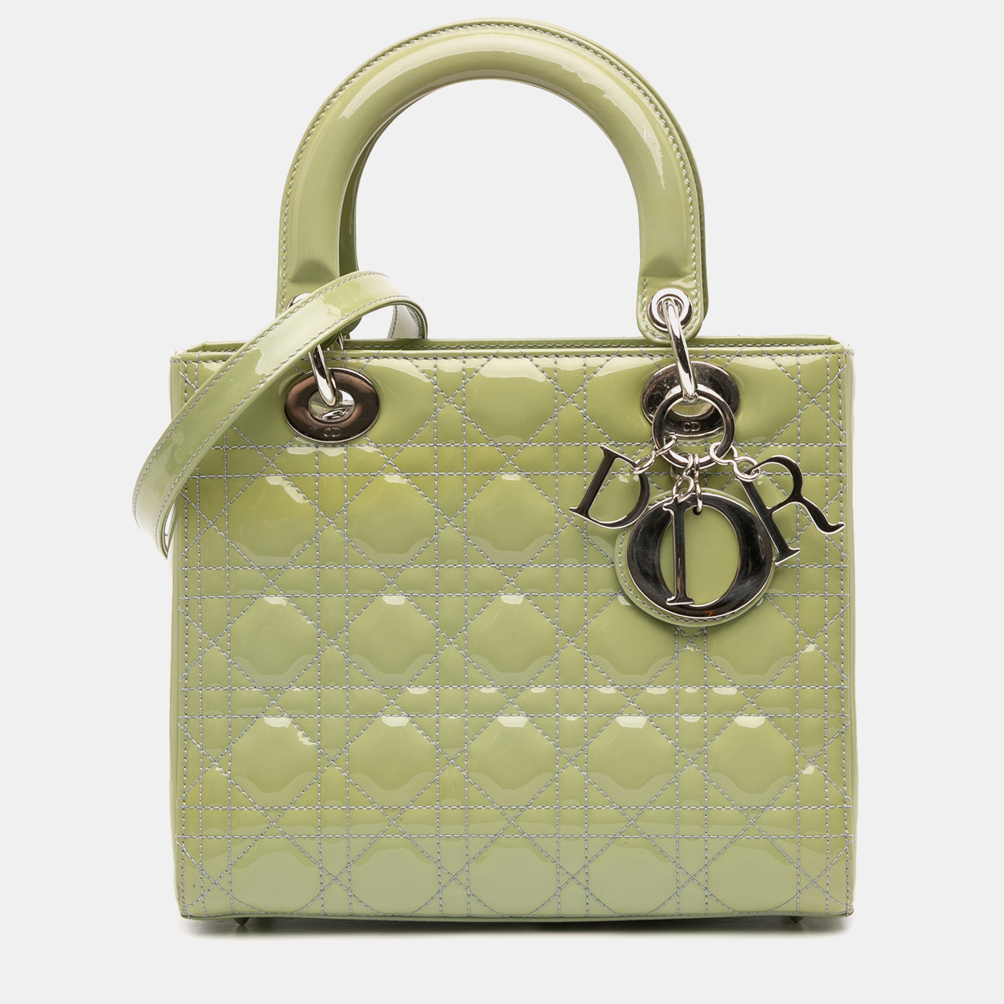 

Dior Green Medium Patent Cannage Lady Dior