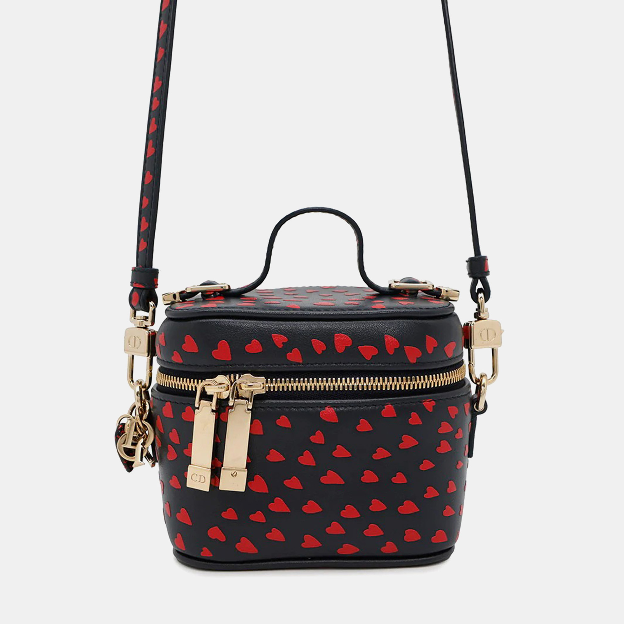 

Dior Heart Navy Red Leather Shoulder Vanity Pouch, Navy blue