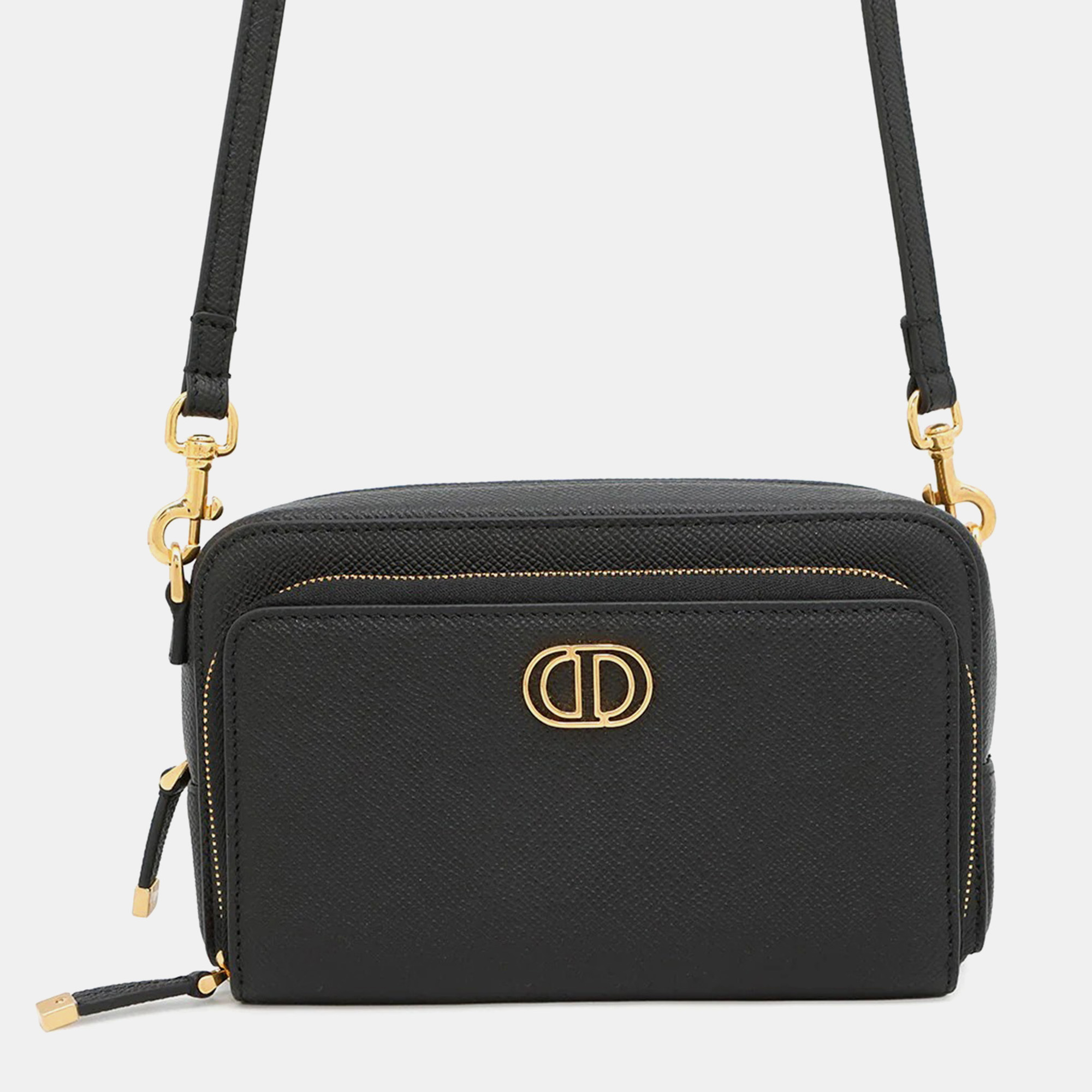 

Dior Karo Double Pouch Black Leather Shoulder Bag