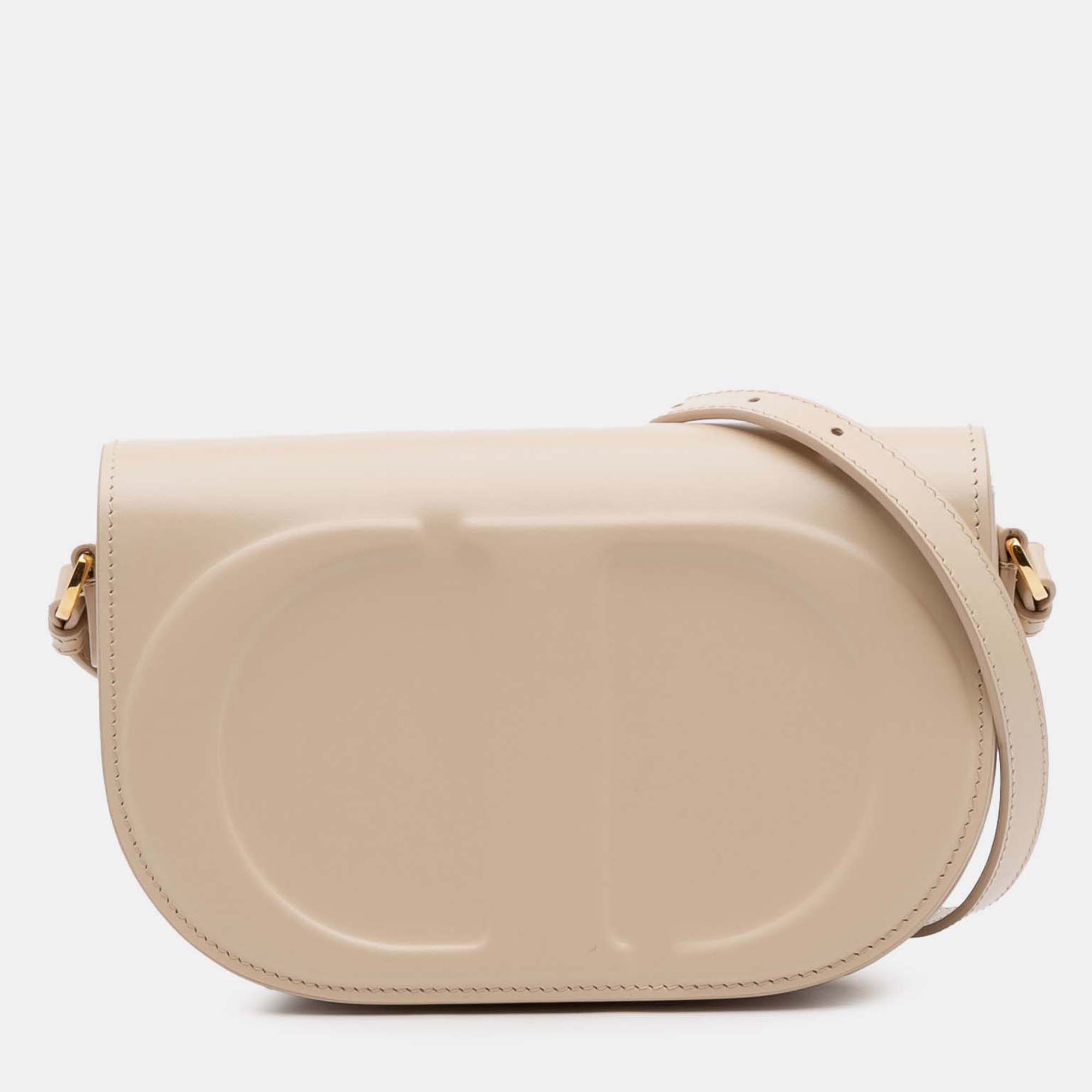 

Dior Ivory Leather CD Signature Flap, Cream
