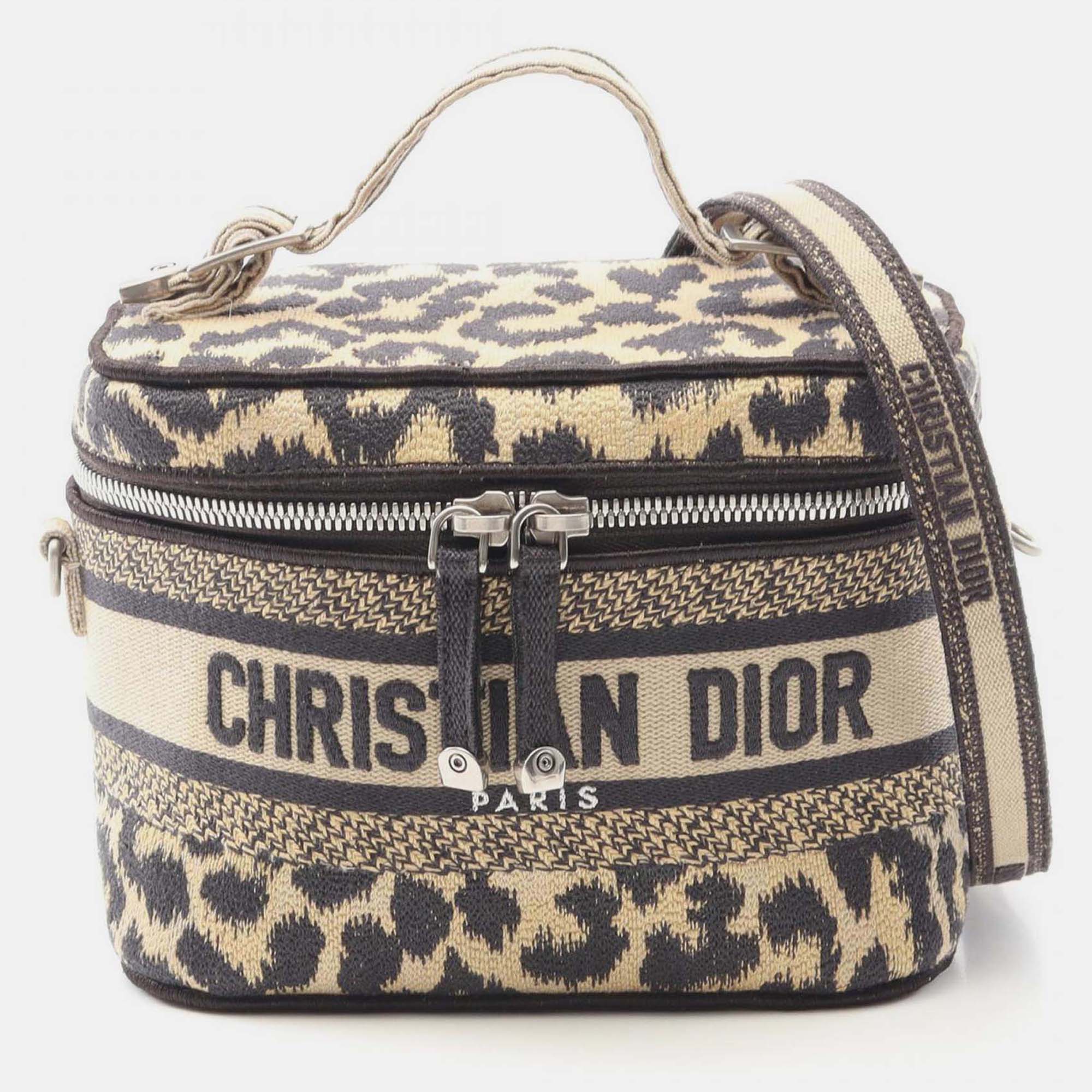 

Dior Brown Mizza Small Embroidered Canvas Diortravel Leopard Vanity Case