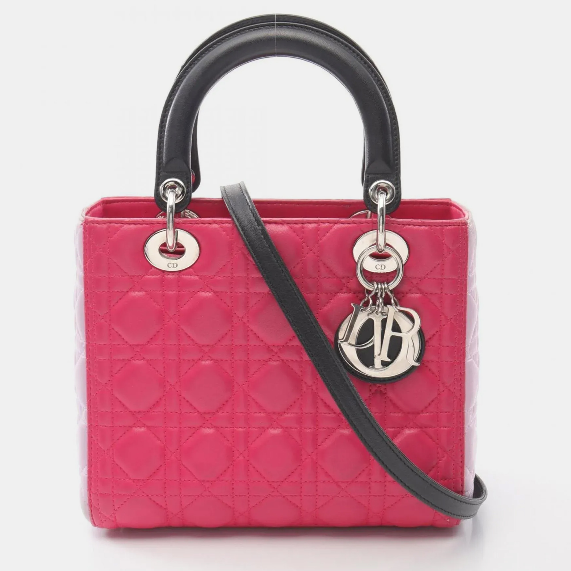 

Christian Dior Lady Dior Lady Cannage Handbag Leather Pink Purple Black