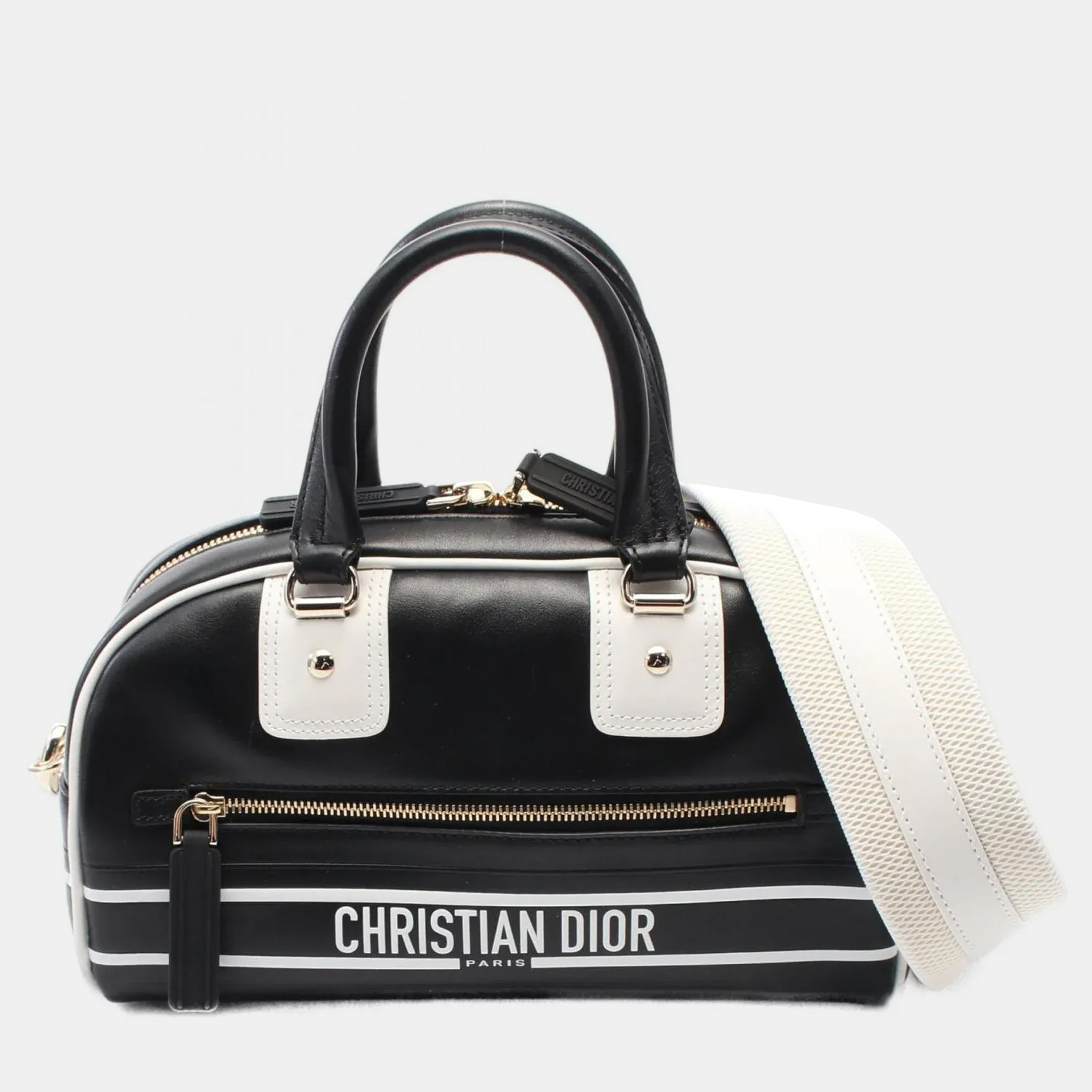 

Christian Dior Dior Vibe Small Handbag Leather Black White