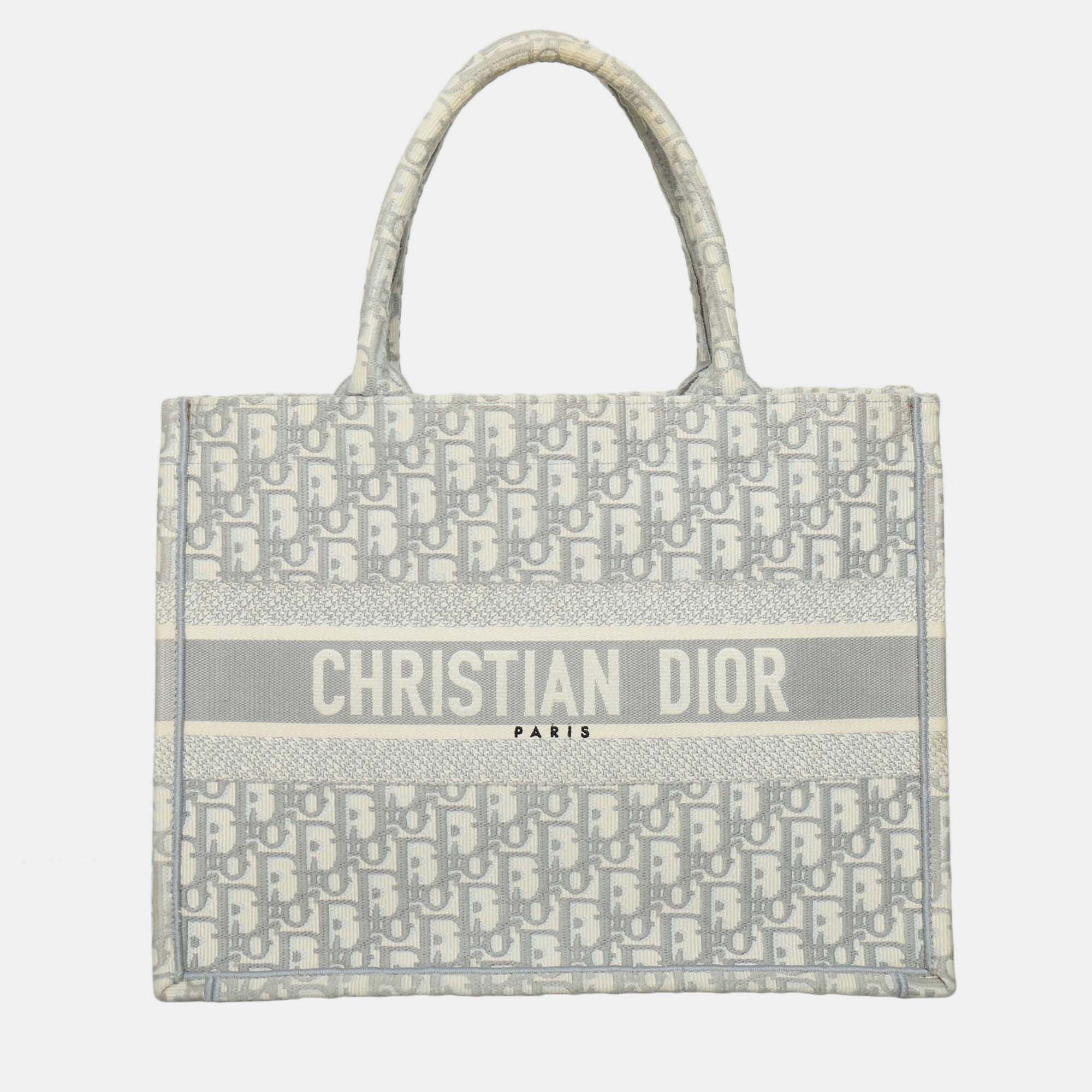 

Christian Dior Medium Oblique Book Tote Bag, Grey