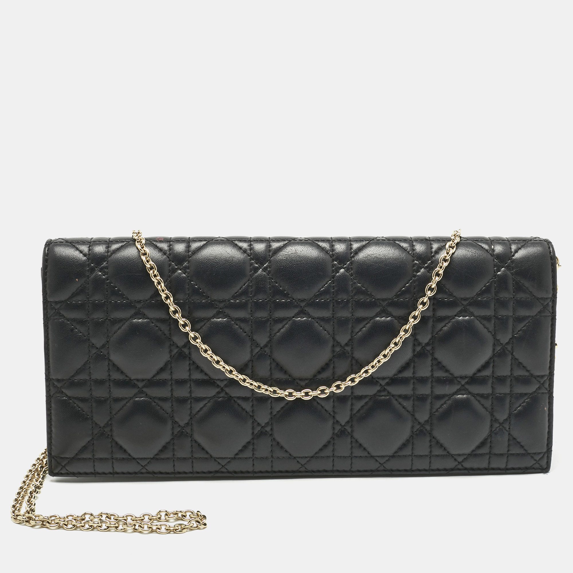 

Dior Black Cannage Leather Lady Dior Chain Clutch