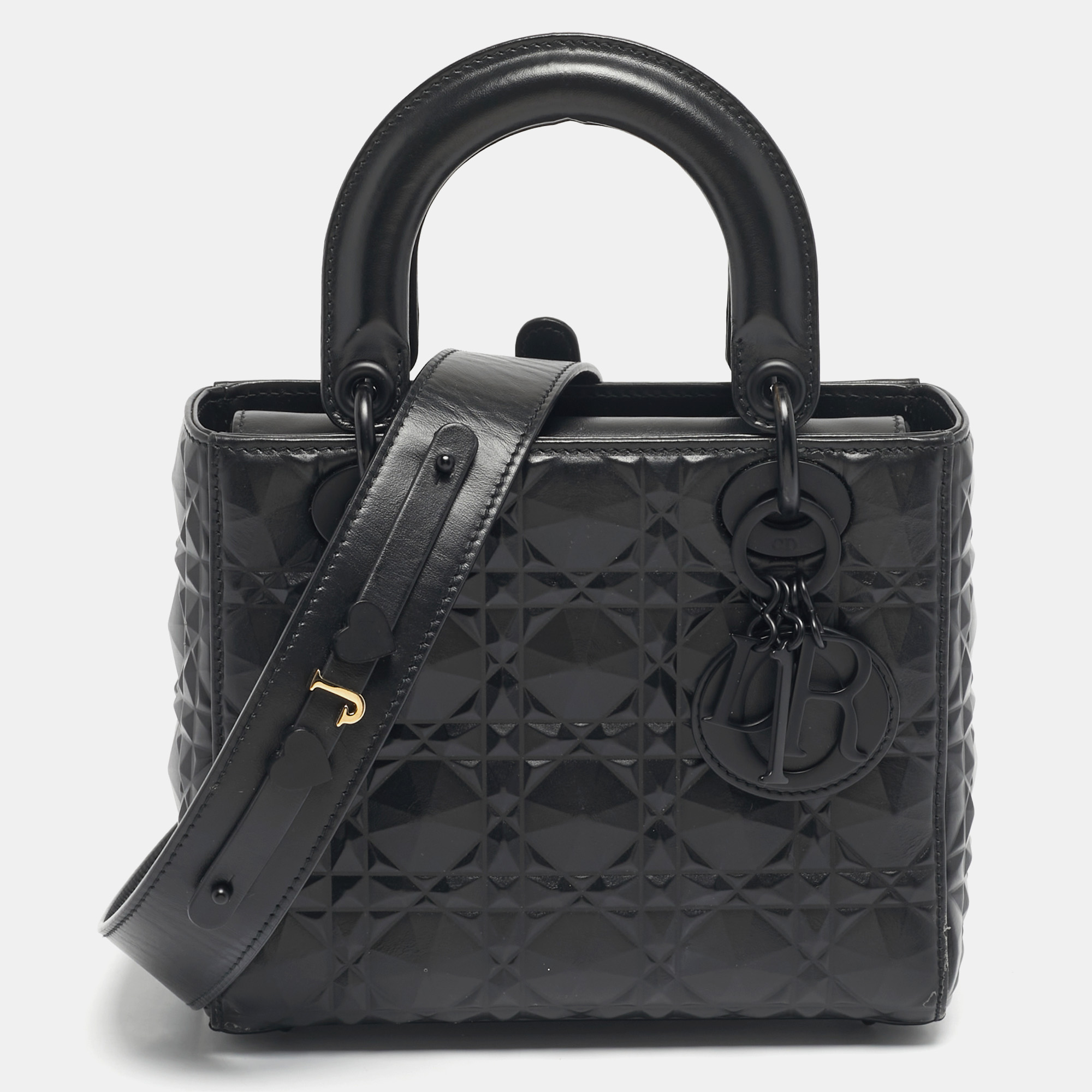 

Dior Black Mat Diamond Cannage Leather  Lady Dior My ABCDior Tote