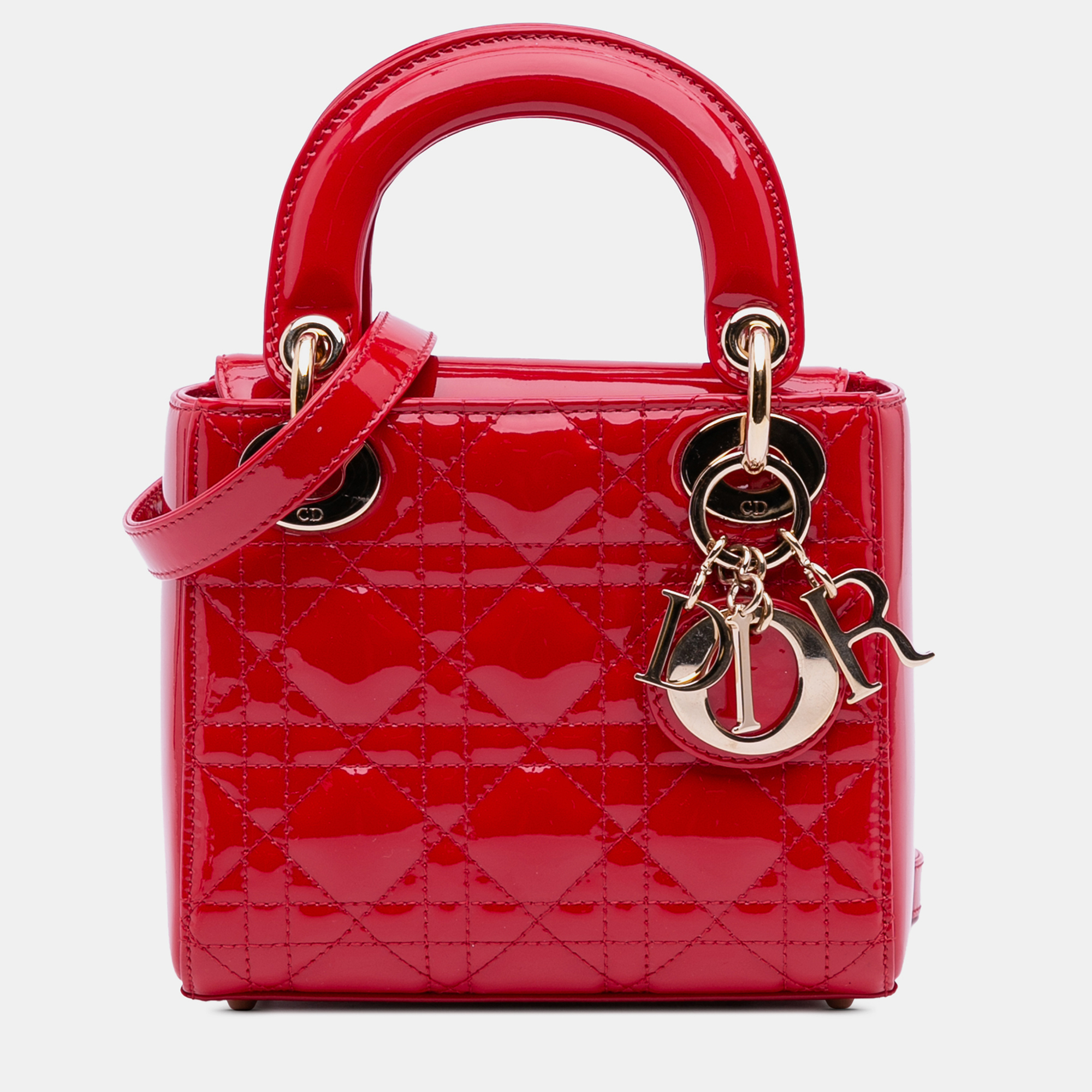 

Dior Red Mini Patent Cannage Lady Dior