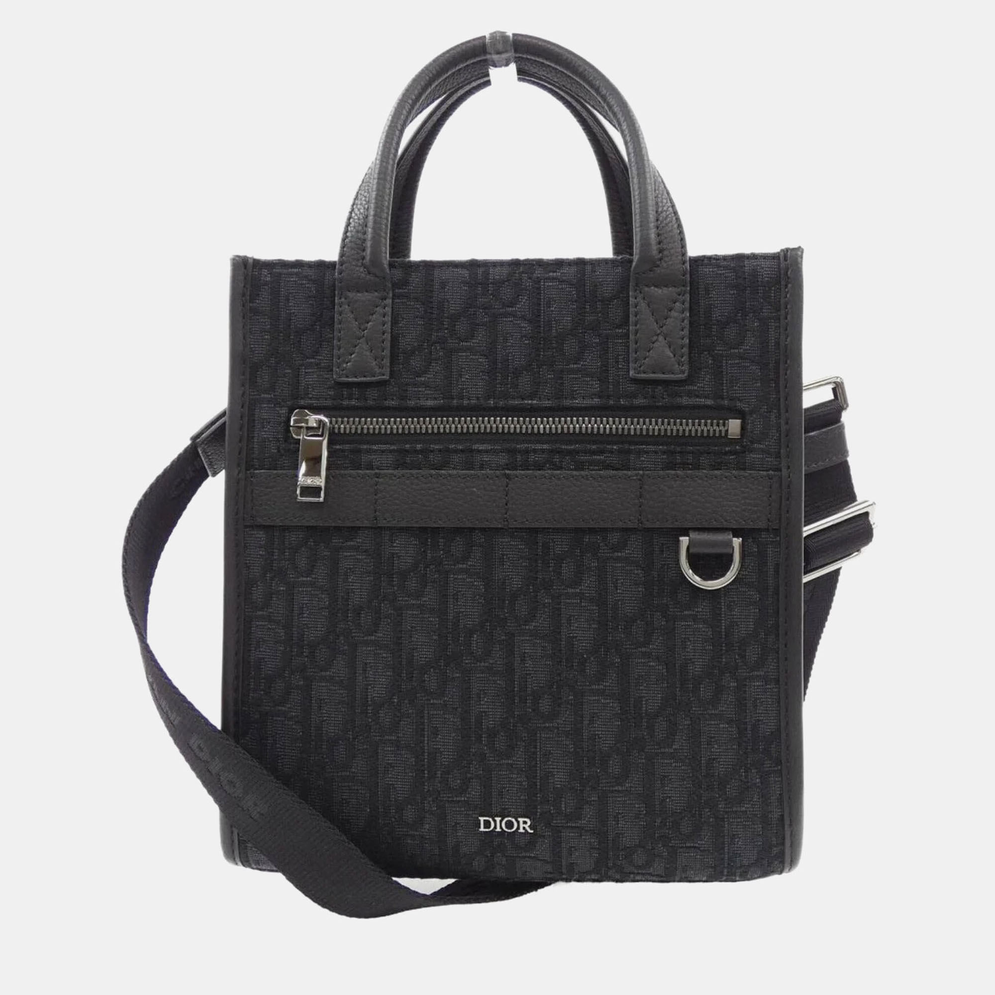 

Christian Dior Safari North South Black Oblique Canvas Handbag