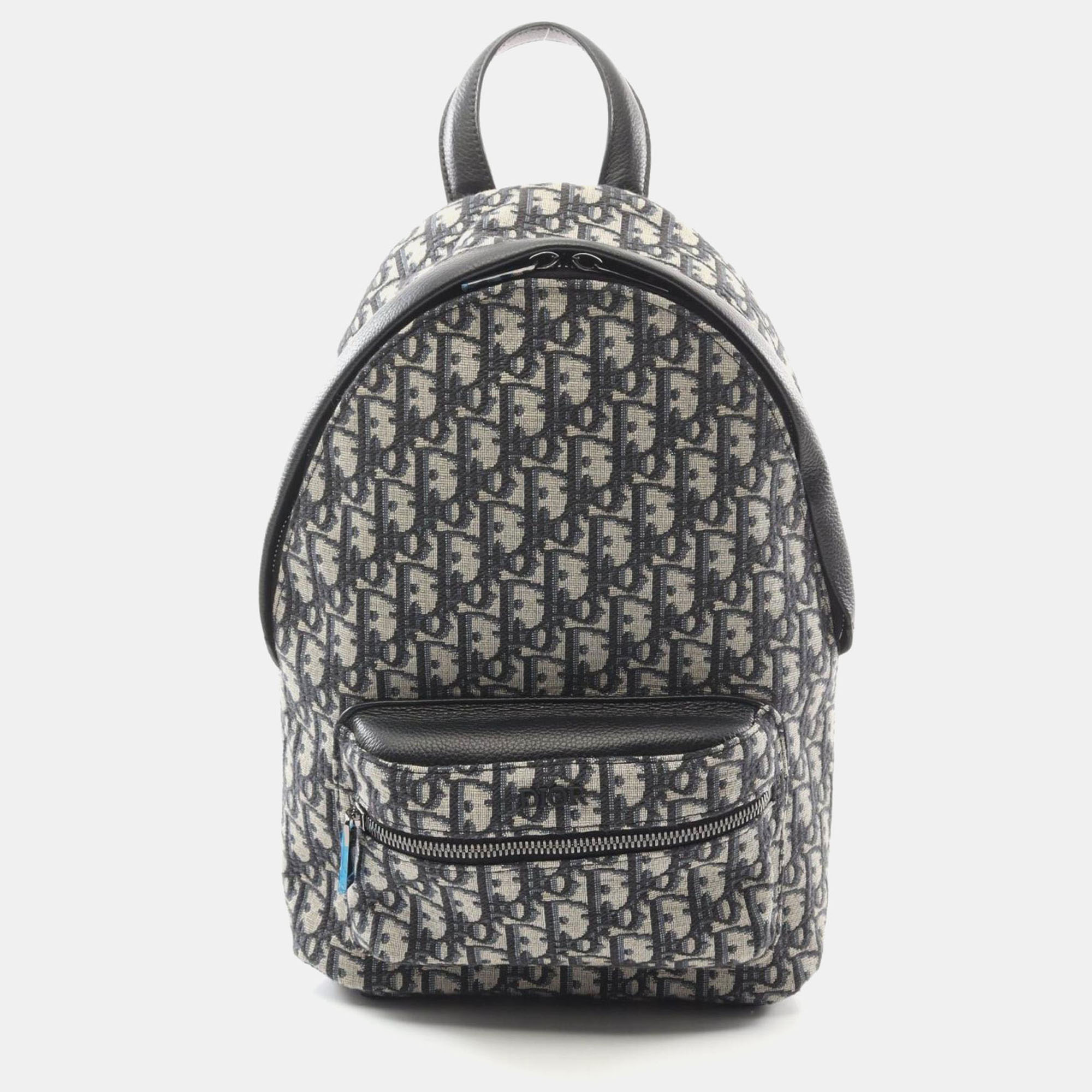 Pre-owned Dior Christian   Rider Backpack Canvas Leather Kids Beige Navy Black