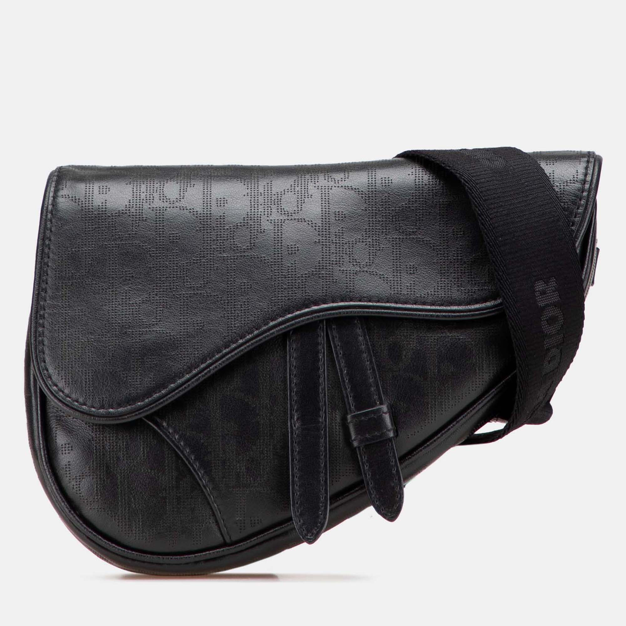 

Dior Black Oblique Perforated Calfskin Galaxy Saddle Bag