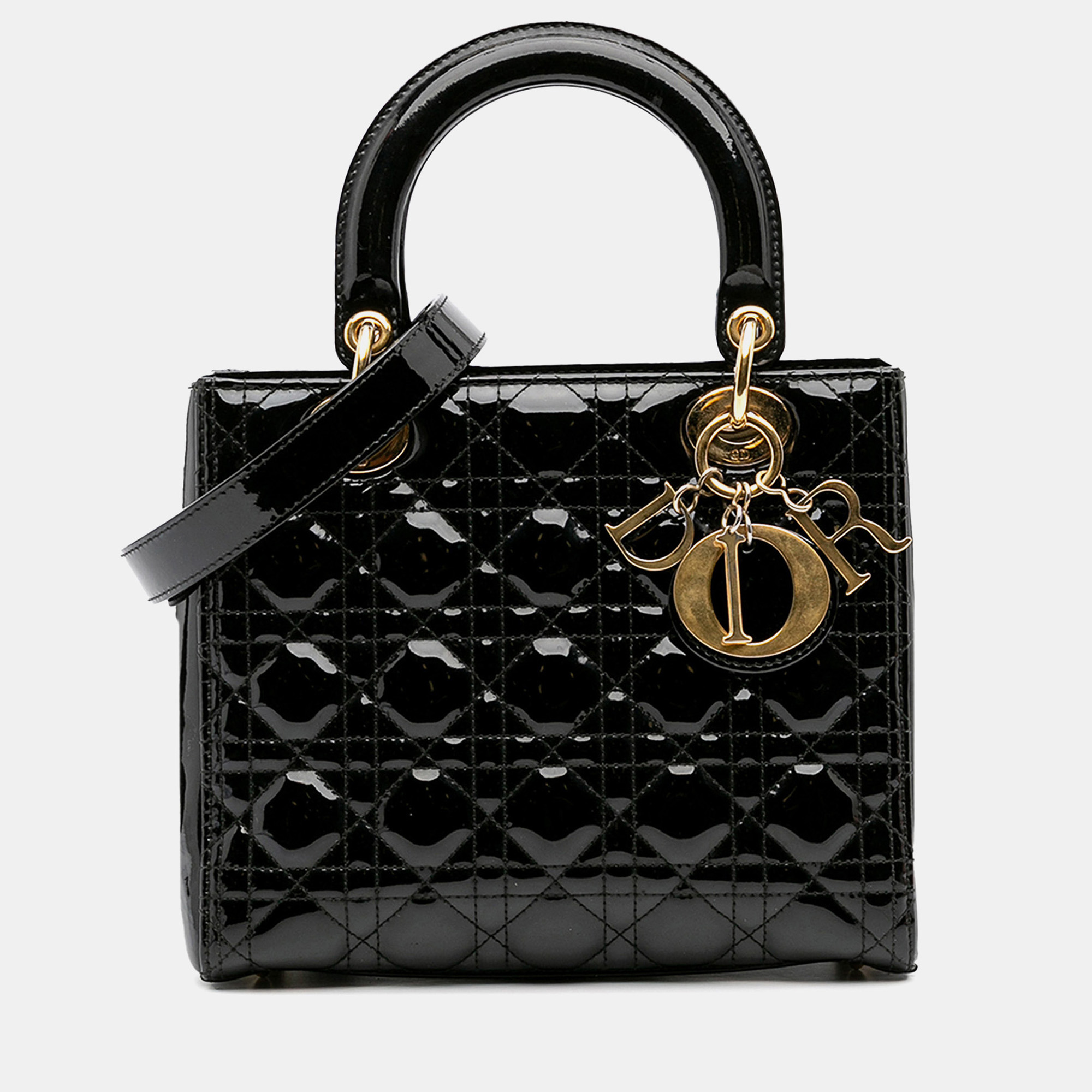 

Dior Black Medium Patent Cannage Lady Dior