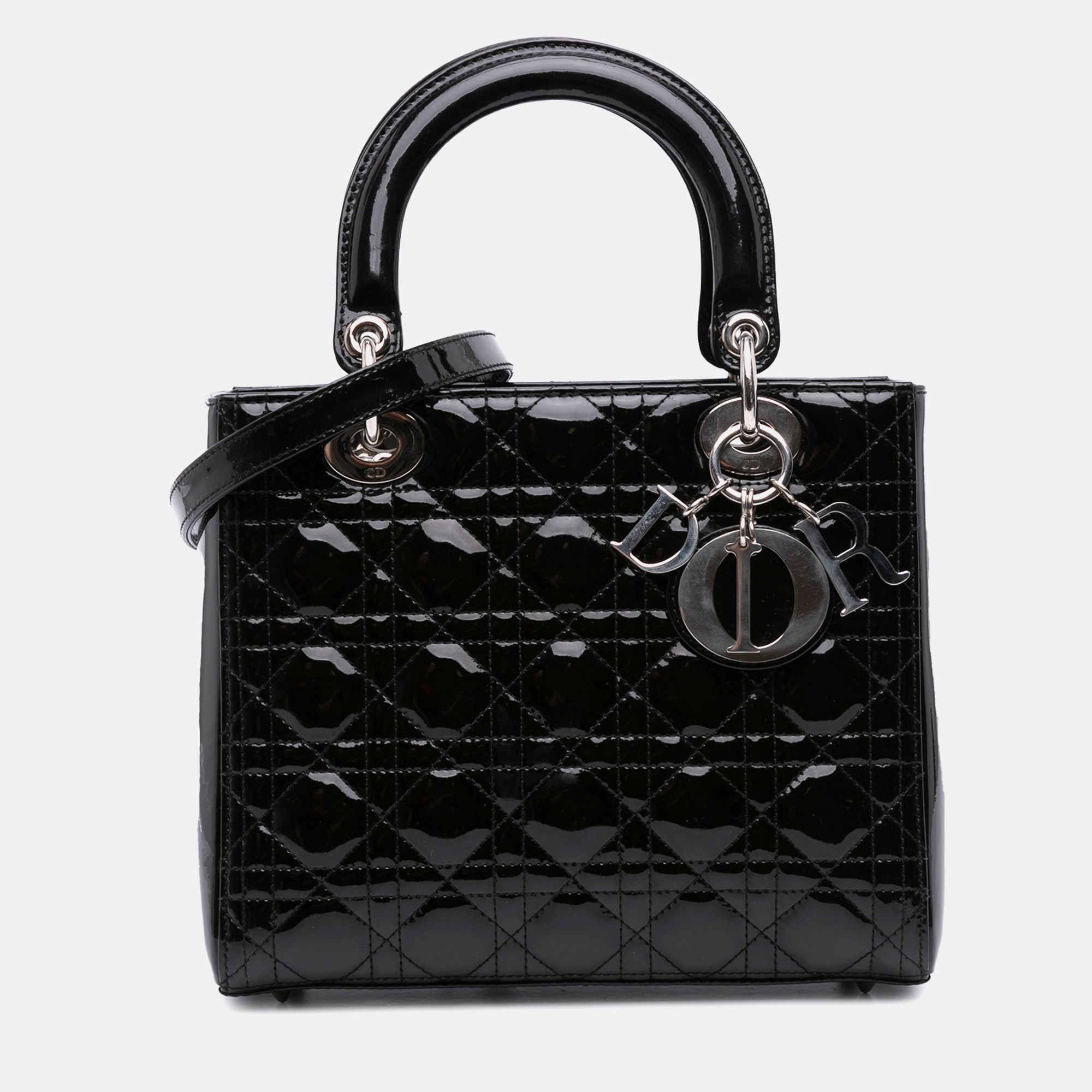 

Dior Black Medium Patent Cannage Lady Dior