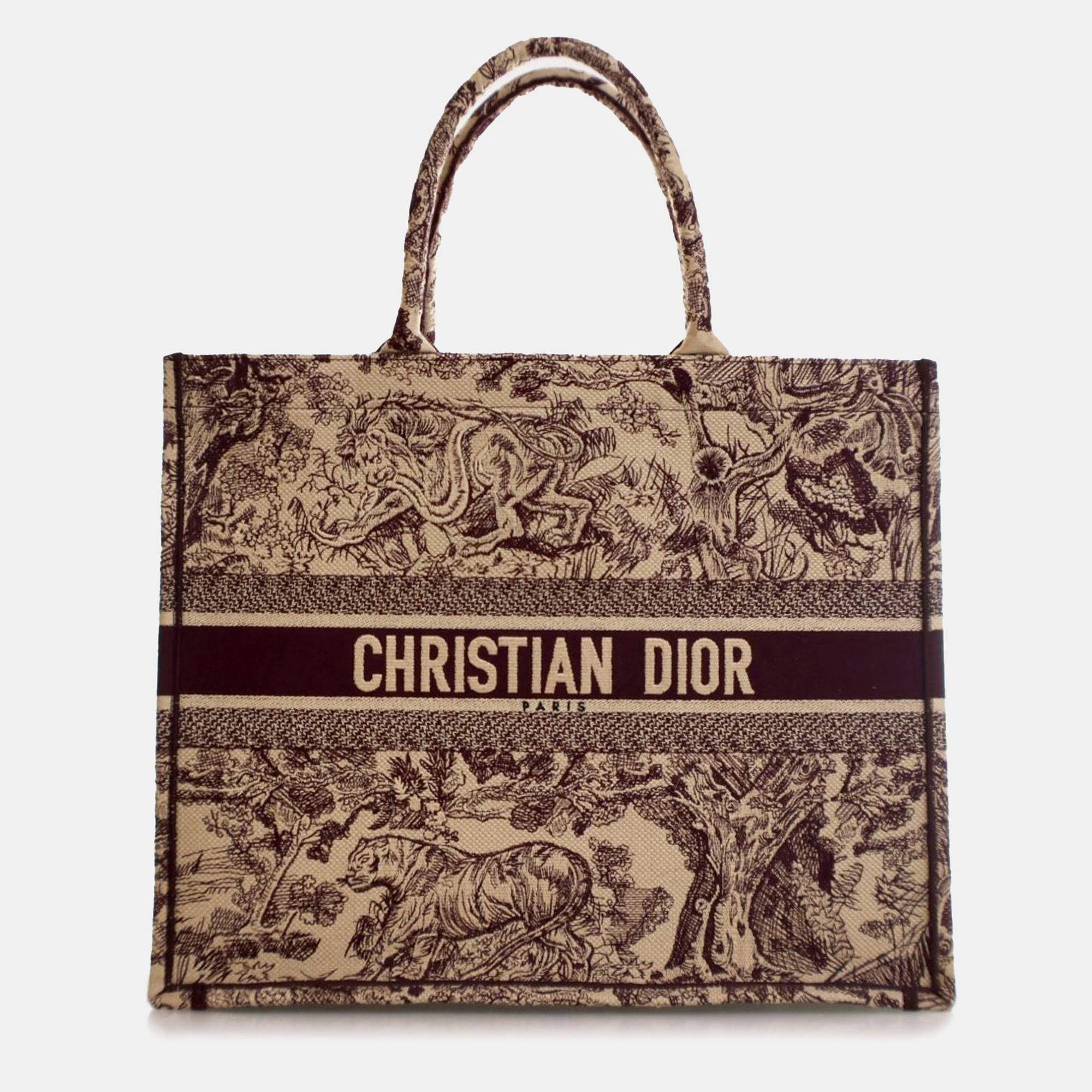 

Dior Red Large Canvas Embroidered Dioriviera Toile De Jouy Book Tote