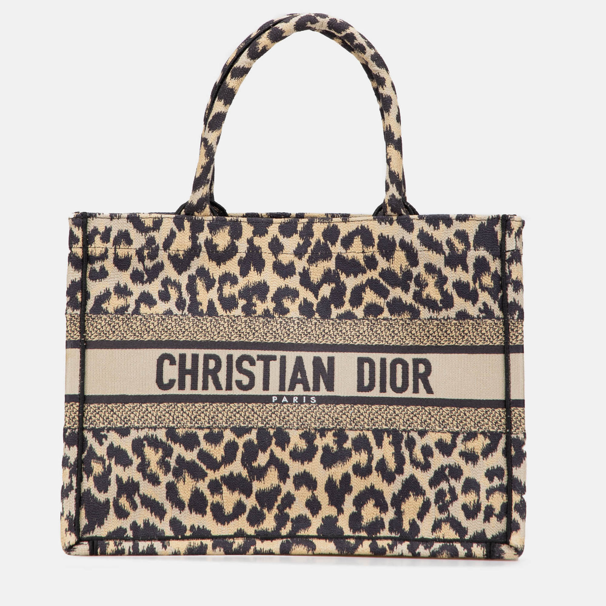 

Dior Brown Mizza Medium Embroidered Canvas Leopard Book Tote