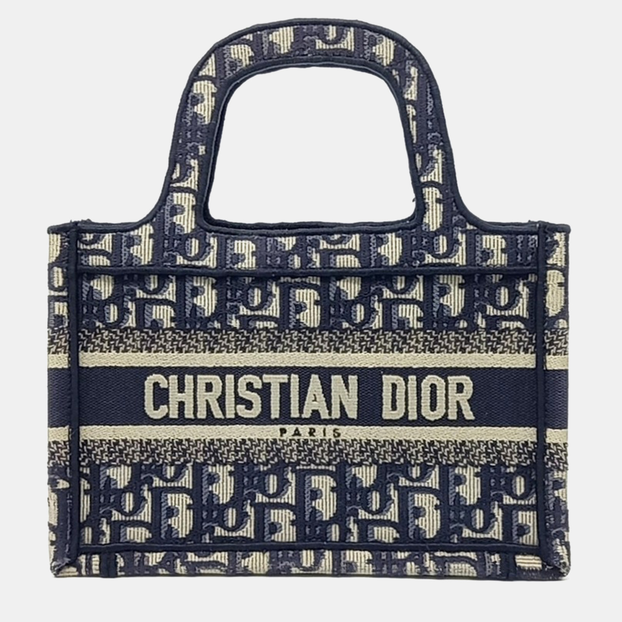 

Christian Dior Oblique Bag Beige/Navy Blue Mini Book Tote