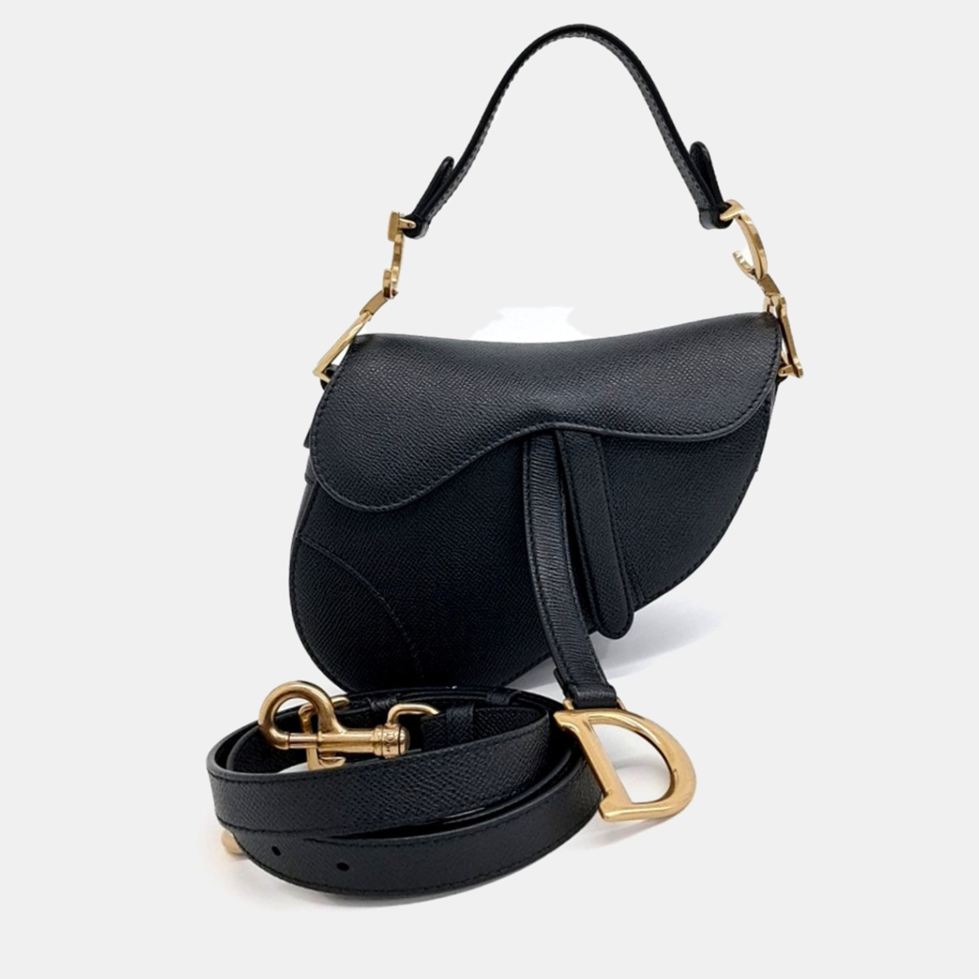 

Christian Dior Mini Black Leather Saddle Bag
