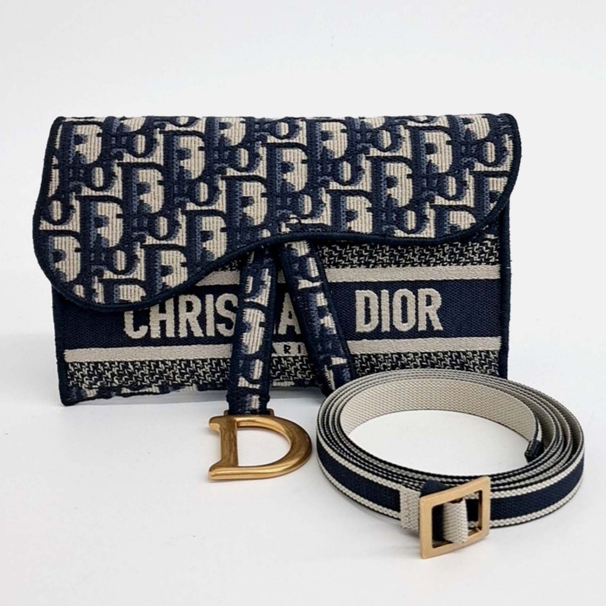 

Dior Navy Blue Fabric Christian Dior Oblique Saddle Belt Bag