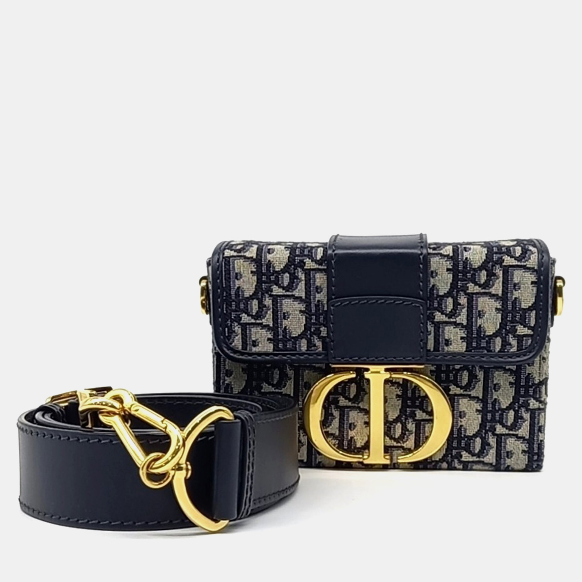 

Dior Navy Blue Fabric Oblique 30 Montaigne Box Bag