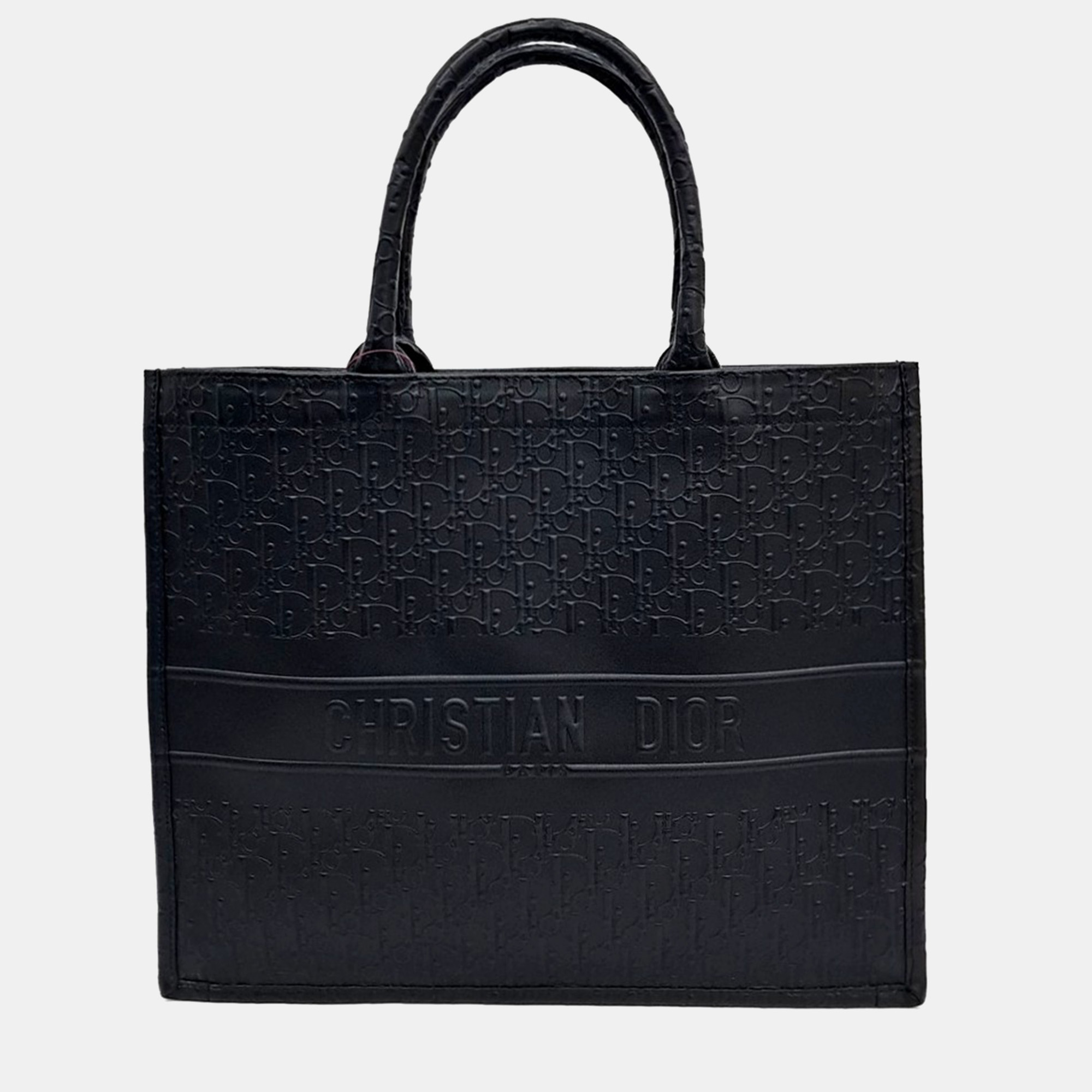 

Dior Black Leather Oblique Book Tote Bag